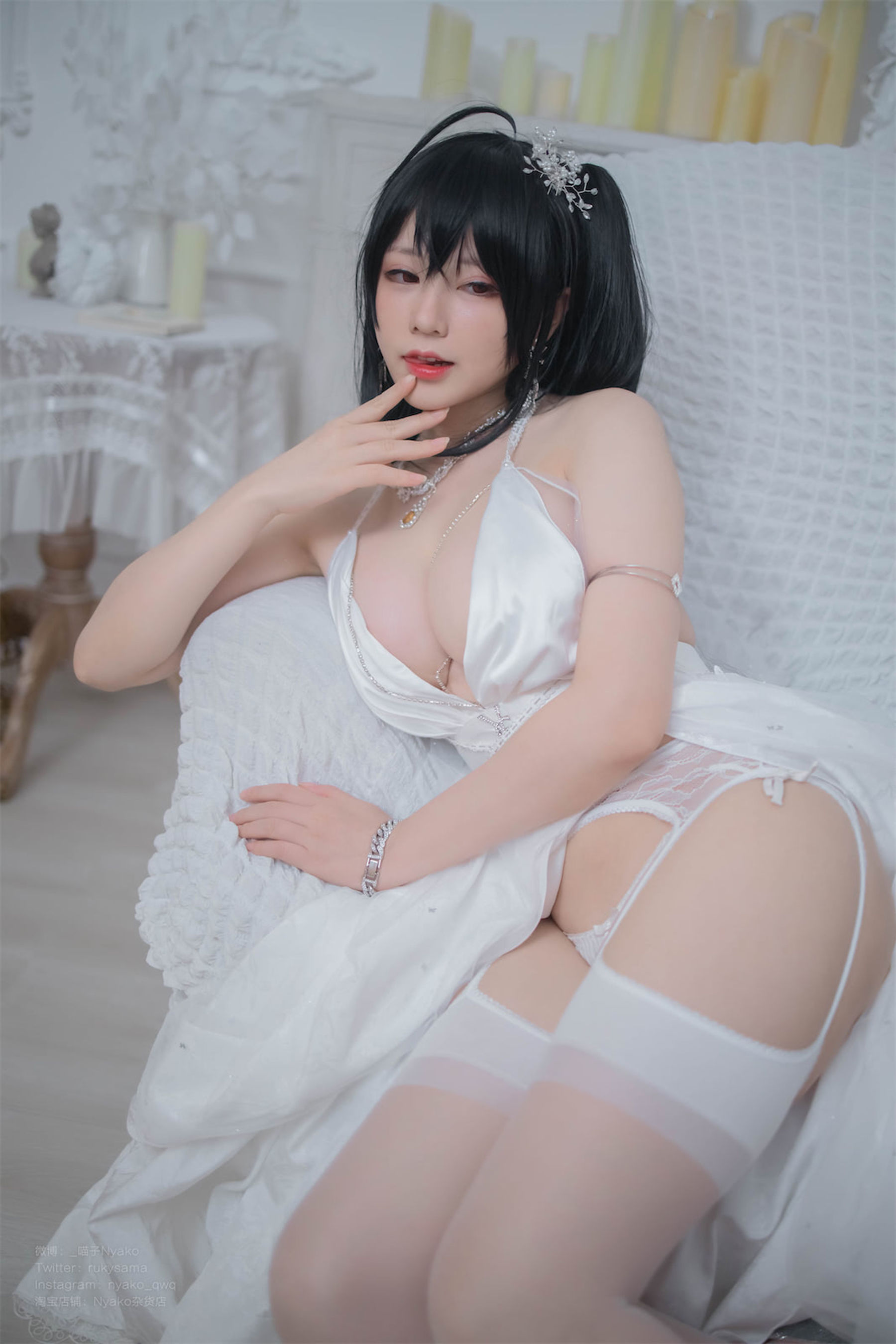 萌妹子Nyako喵子 – 大凤纯白婚纱 Cosplay-第20张
