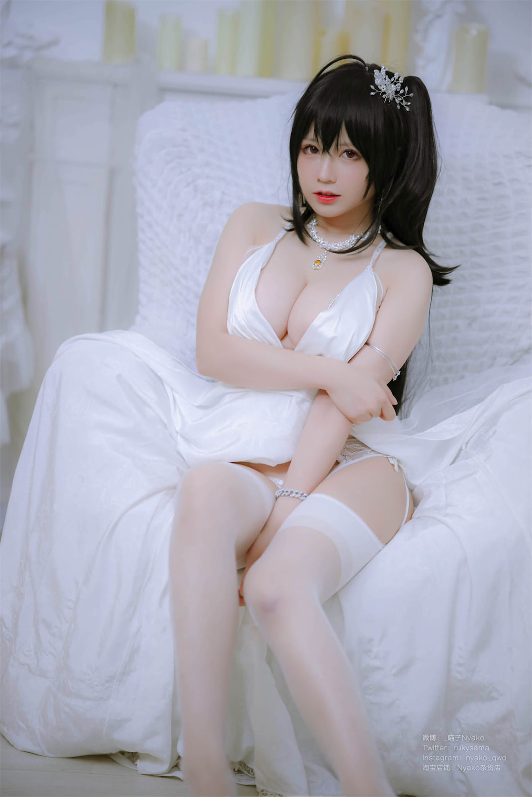萌妹子Nyako喵子 – 大凤纯白婚纱 Cosplay-第21张