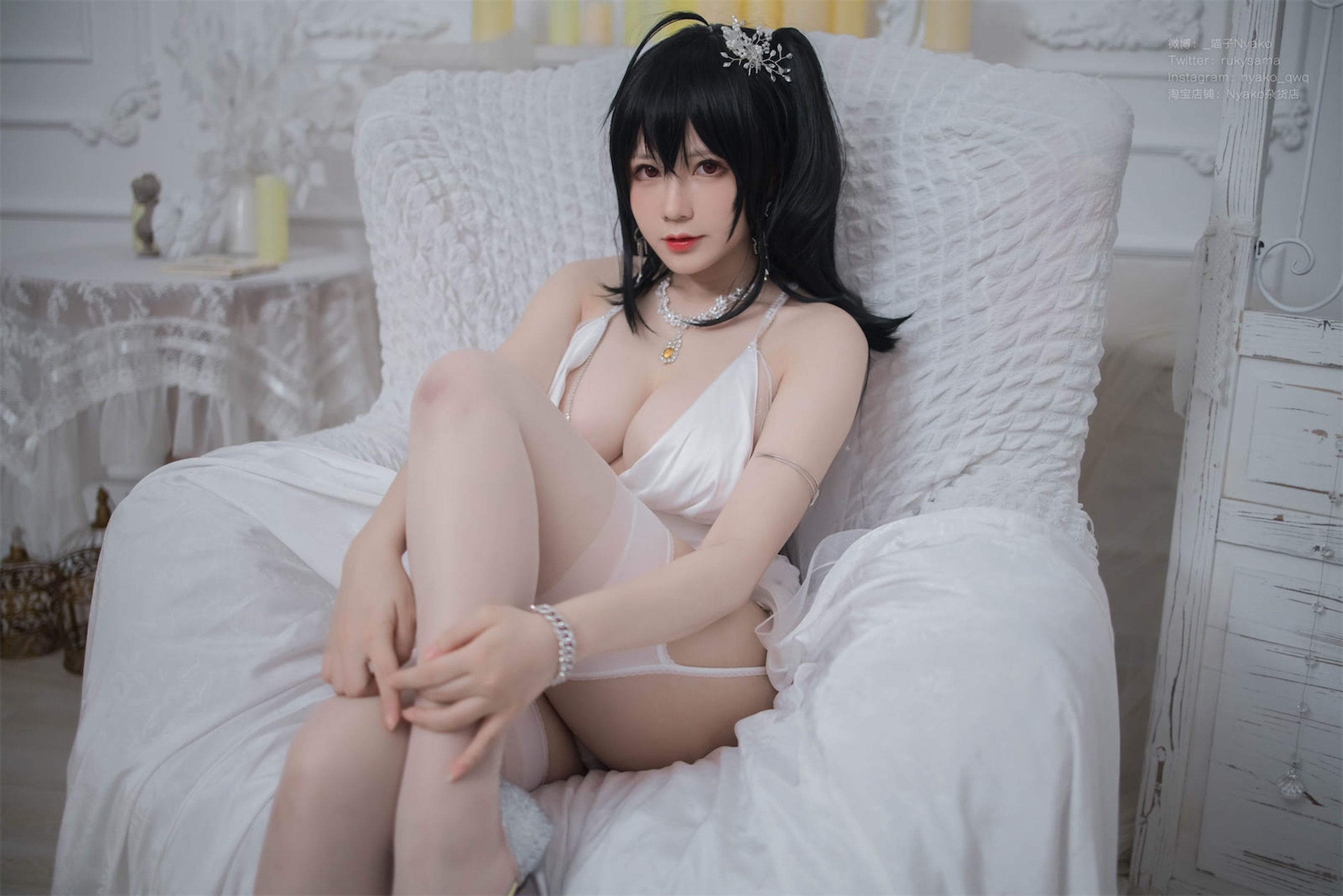 萌妹子Nyako喵子 – 大凤纯白婚纱 Cosplay-第25张