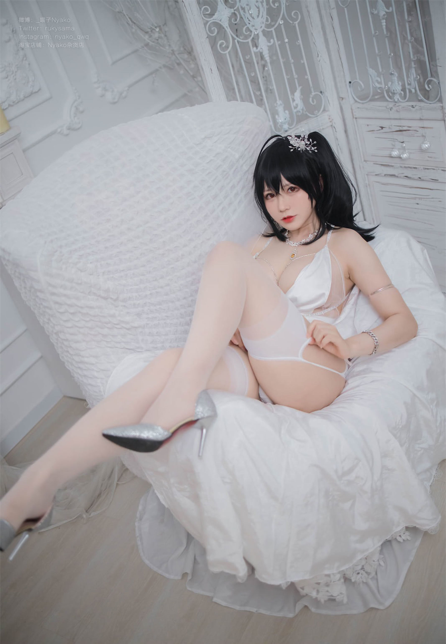 萌妹子Nyako喵子 – 大凤纯白婚纱 Cosplay-第27张