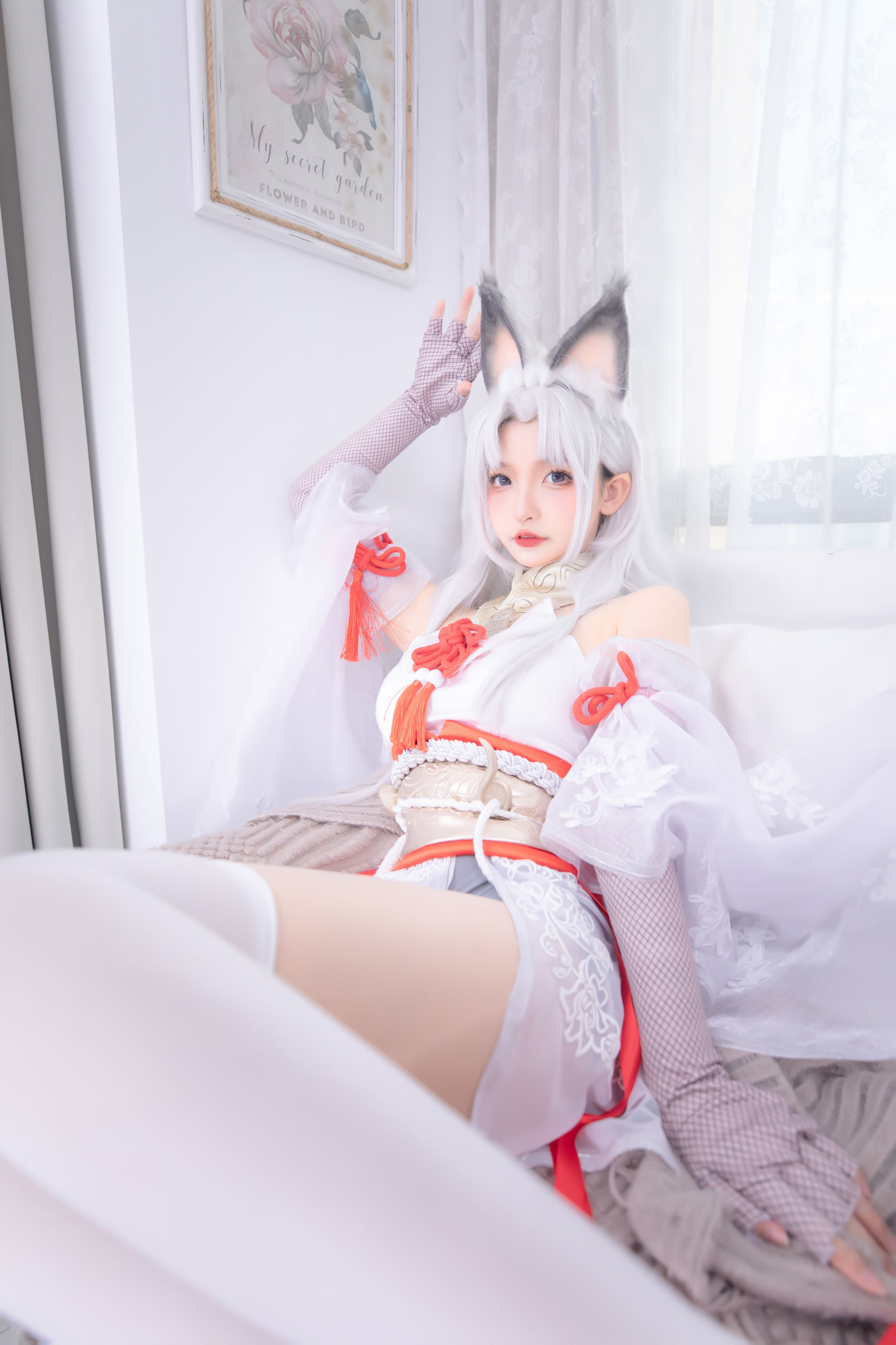 萝莉神楽板真冬 白丝胡桃 Cosplay-第44张