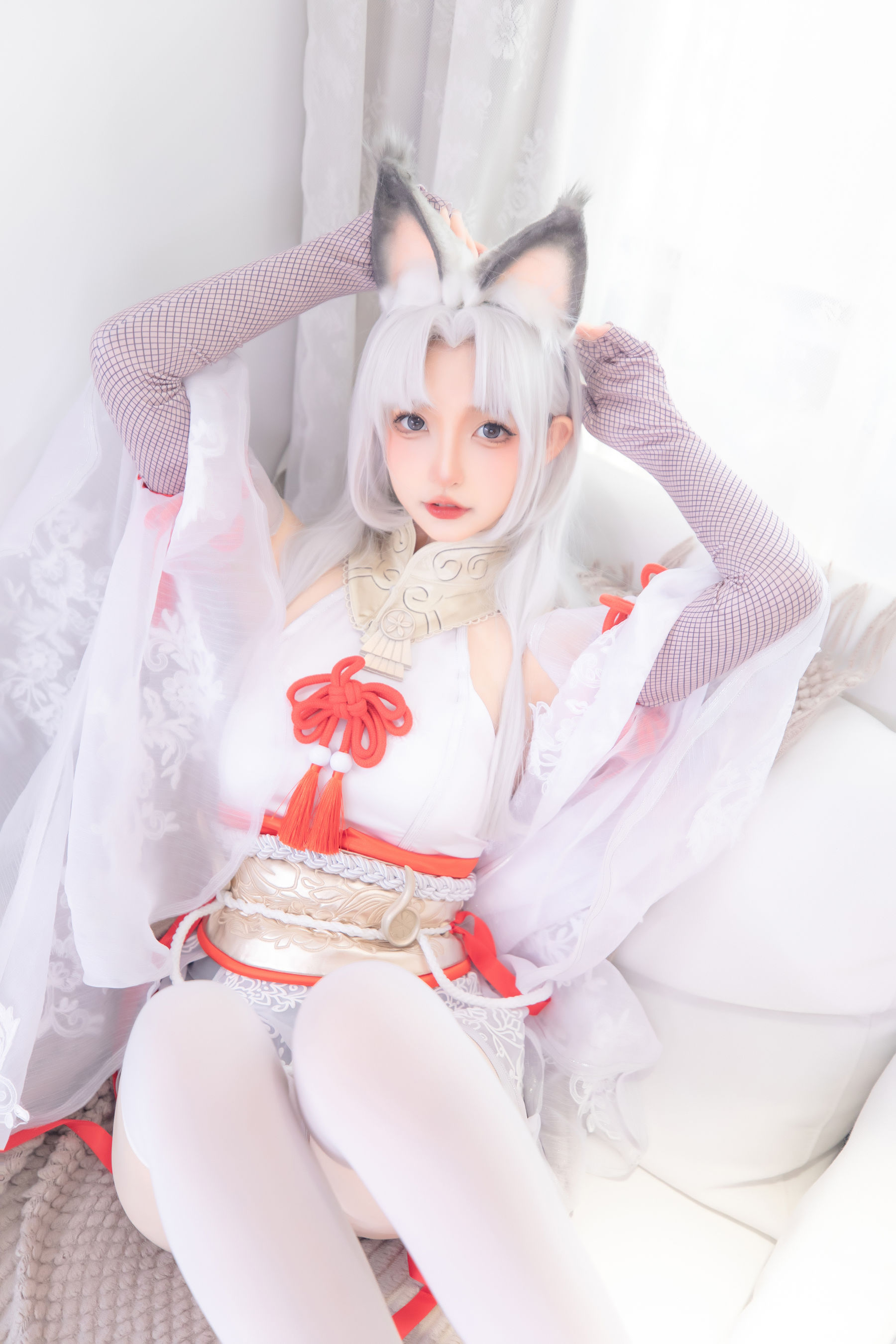 萝莉神楽板真冬 白丝胡桃 Cosplay-第46张