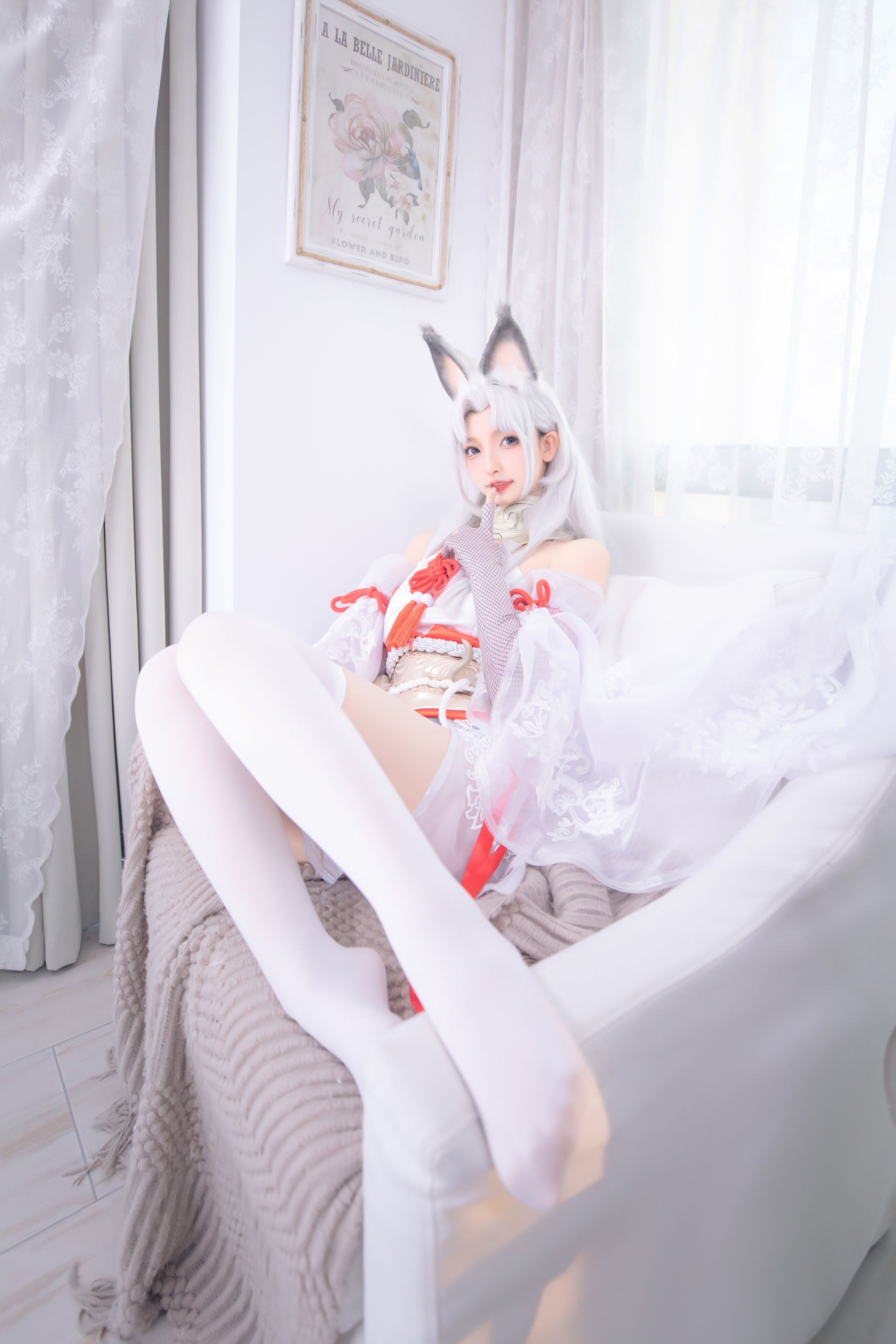 萝莉神楽板真冬 白丝胡桃 Cosplay-第45张