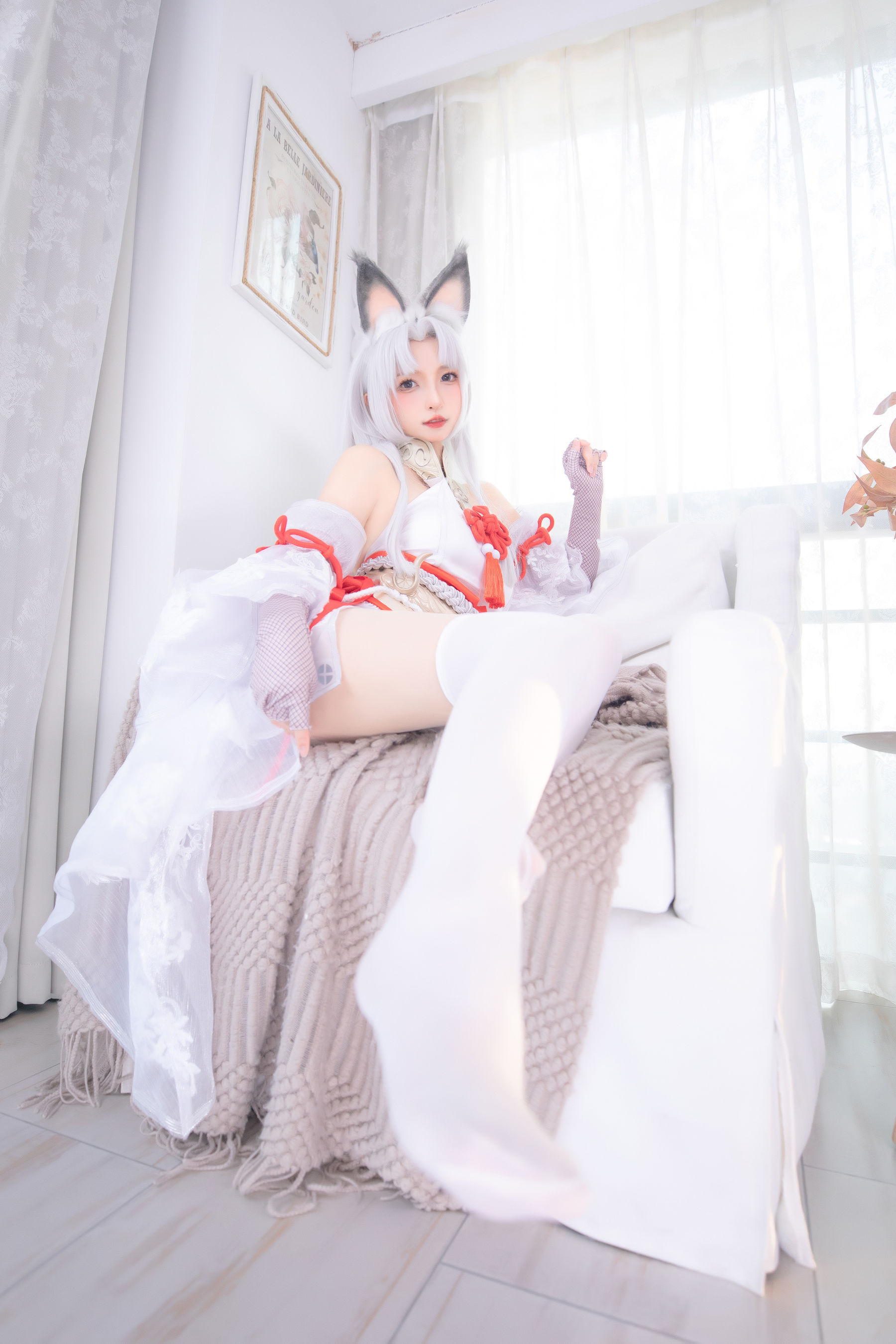 萝莉神楽板真冬 白丝胡桃 Cosplay-第48张