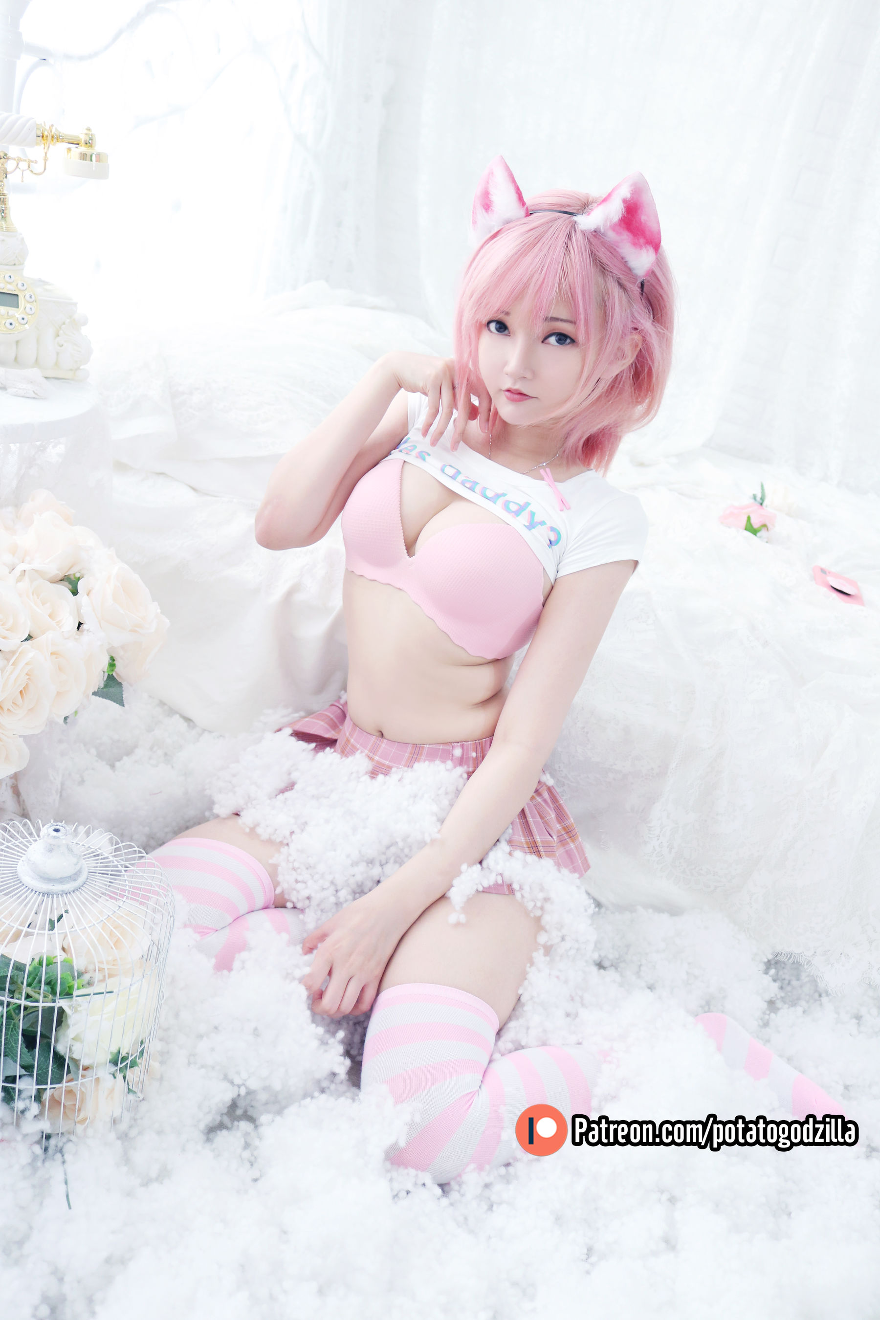 Coser小姐姐Potato Godzilla – Pink Casual Cosplay-第18张