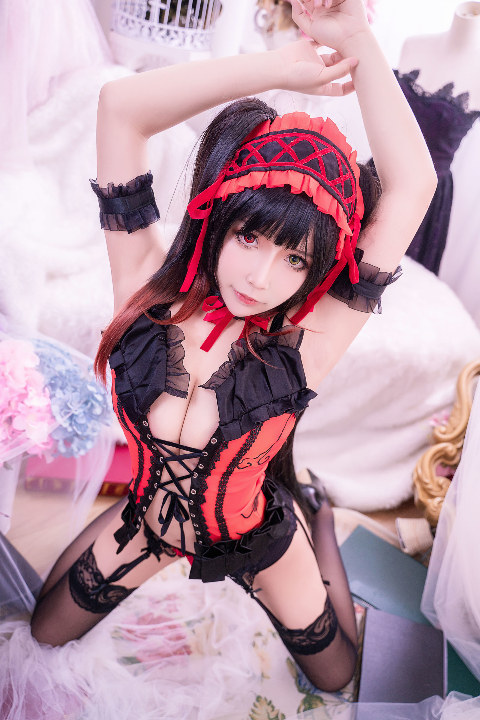 [萝莉COS] 二次元妹子抱走莫子aa – 狂三 黑色蕾丝 Cosplay-第22张