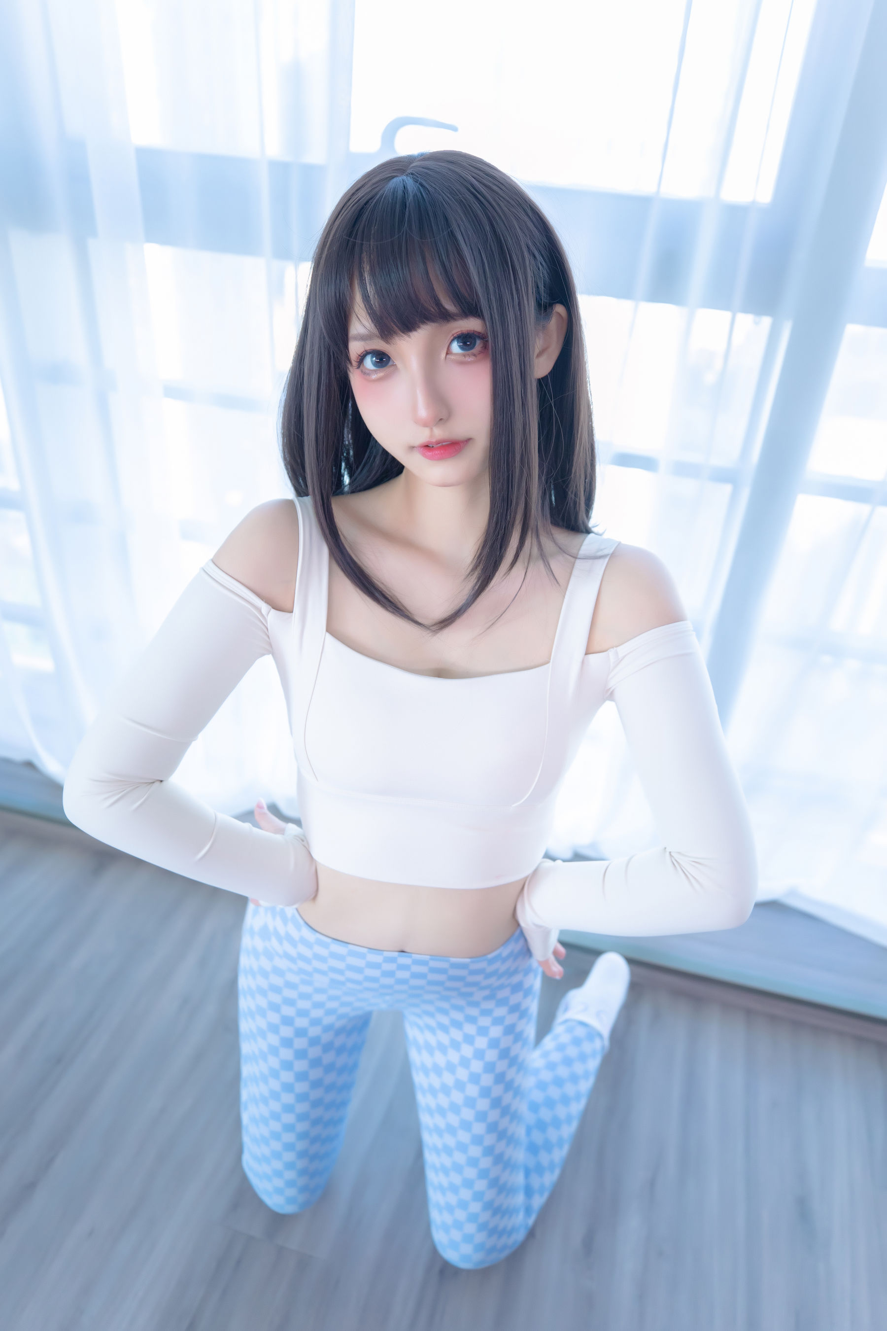 萝莉神楽板真冬 – 蓝白格 Cosplay-第21张