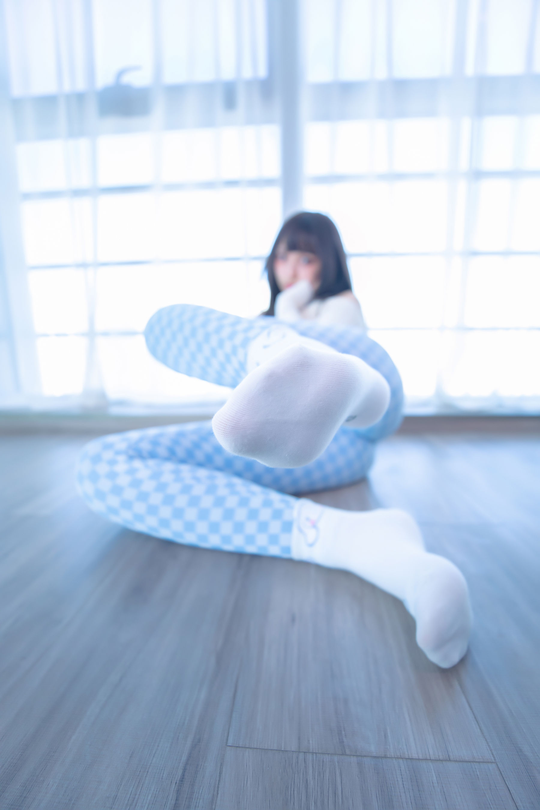 萝莉神楽板真冬 – 蓝白格 Cosplay-第24张