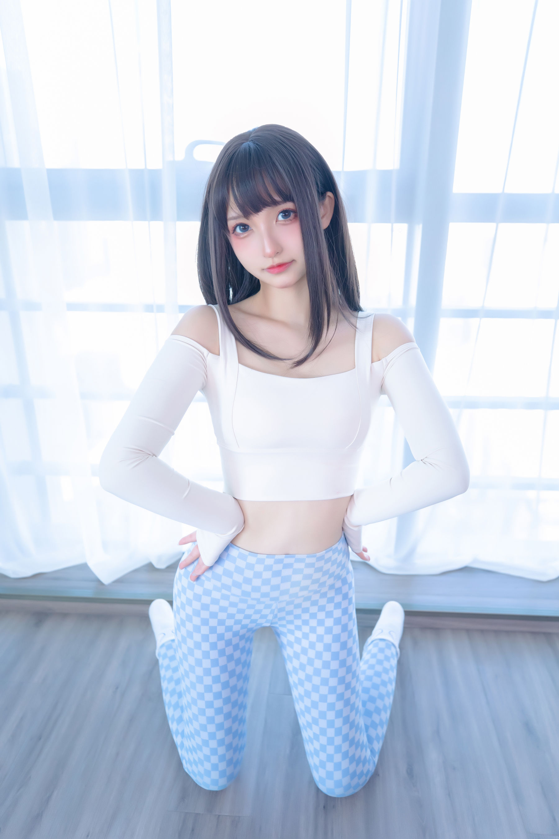 萝莉神楽板真冬 – 蓝白格 Cosplay-第22张