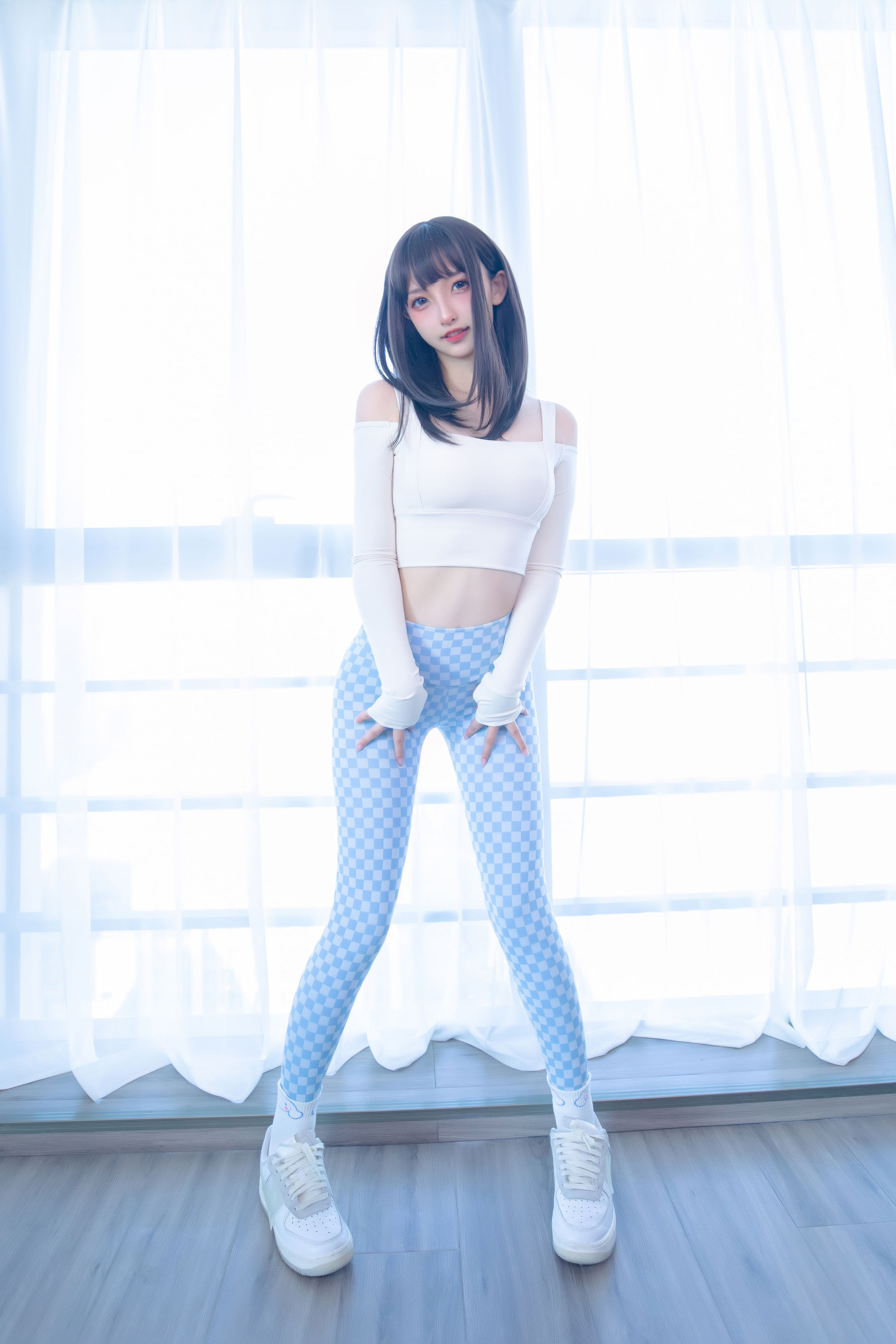 萝莉神楽板真冬 – 蓝白格 Cosplay-第44张