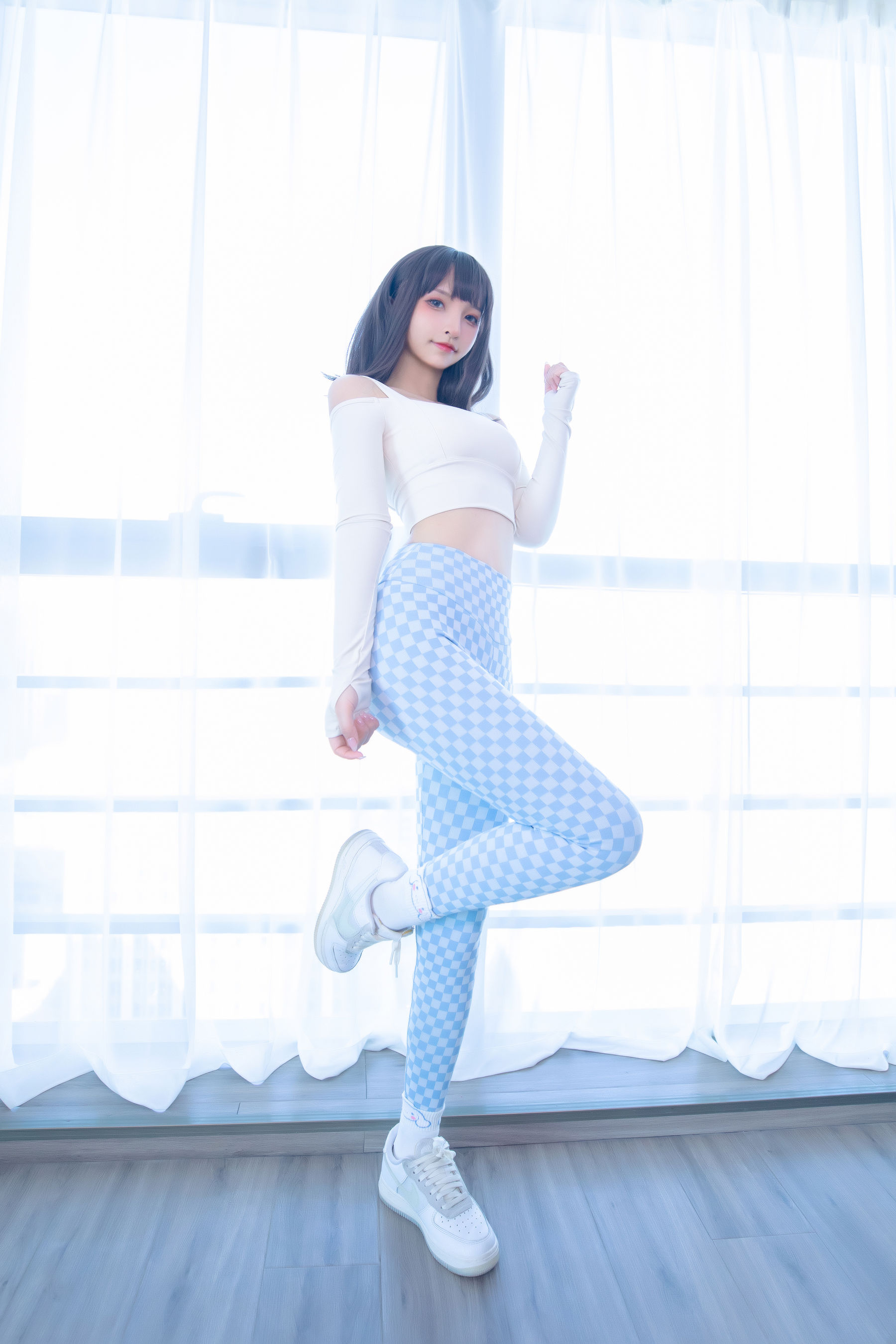 萝莉神楽板真冬 – 蓝白格 Cosplay-第45张