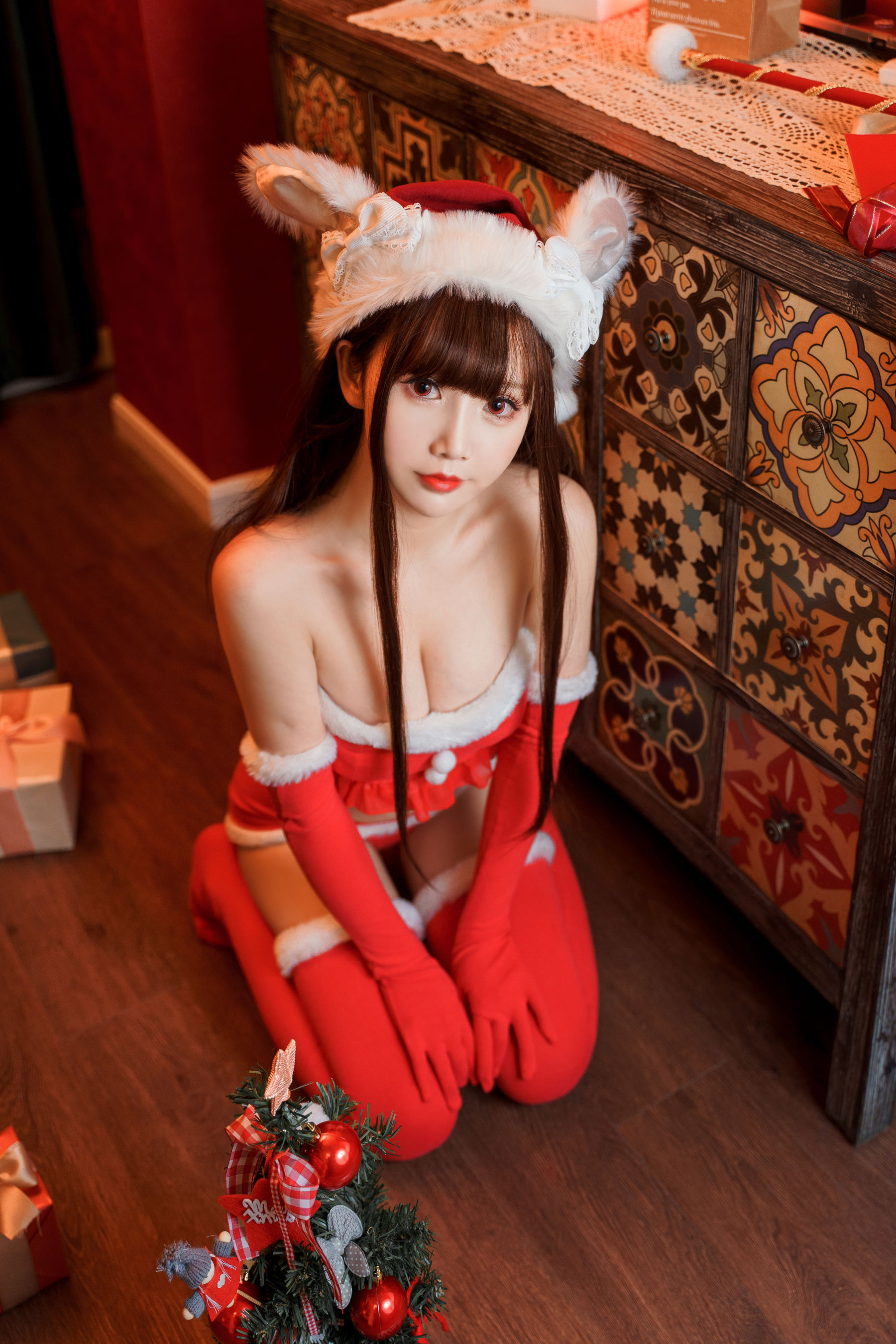 可爱人气Coser面饼仙儿 – 圣诞短裙 Cosplay-第26张