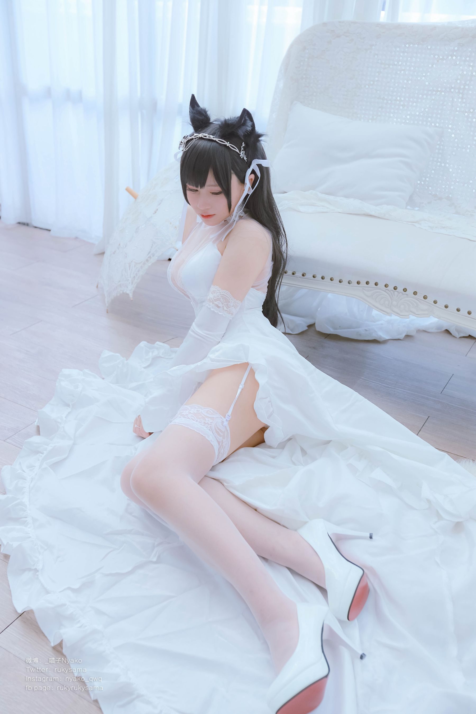 萌妹子Nyako喵子 – 爱宕婚纱 Cosplay-第26张