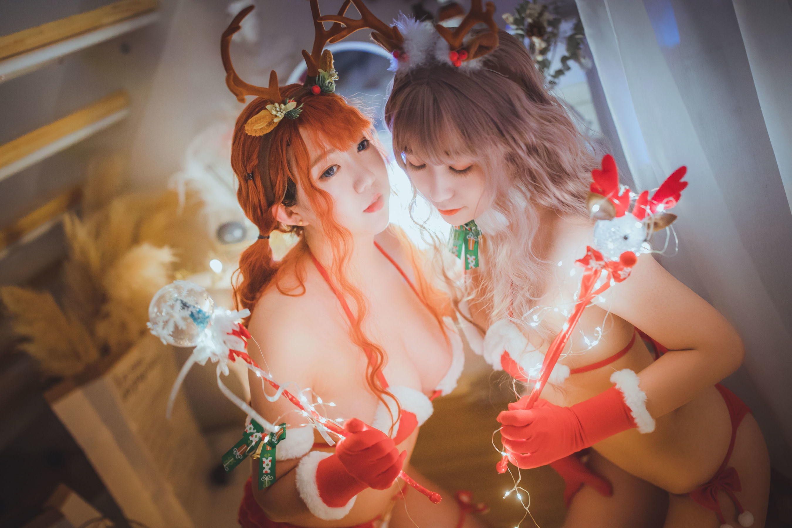 甜糖大魔王g妖时雨harukaze 圣诞恋歌双人麋鹿 Cosplay-第3张