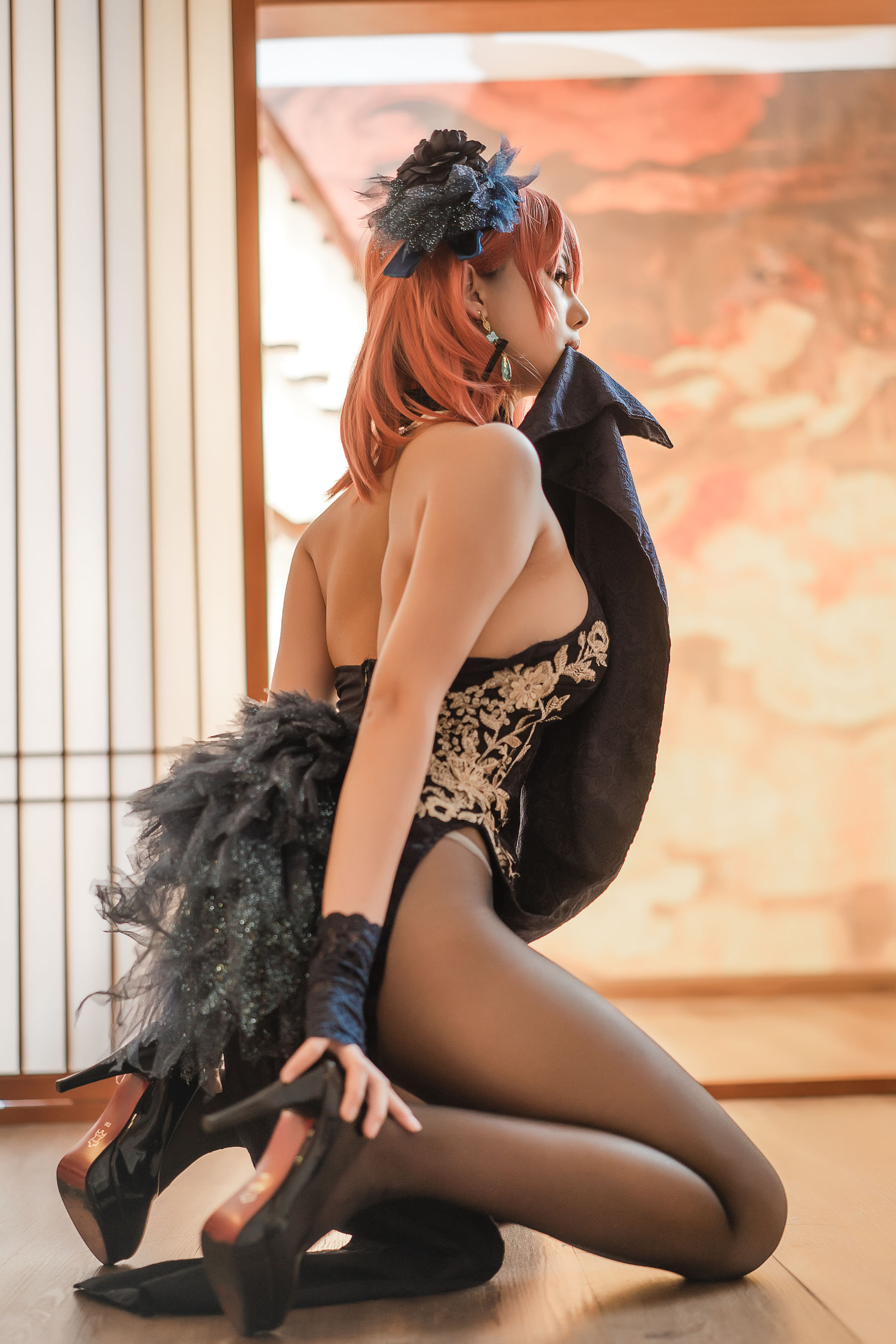 萌系小姐姐蜜汁猫裘 – 黑太子旗袍 Cosplay-第17张