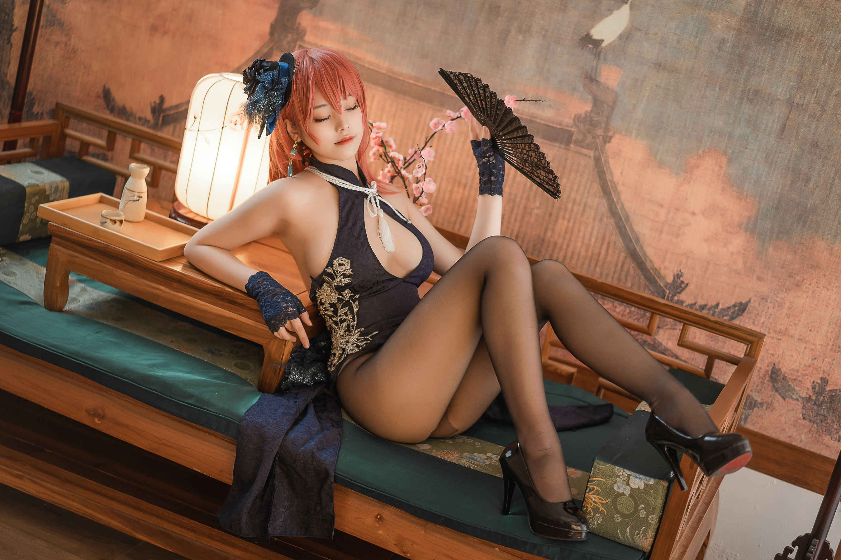 萌系小姐姐蜜汁猫裘 – 黑太子旗袍 Cosplay-第18张