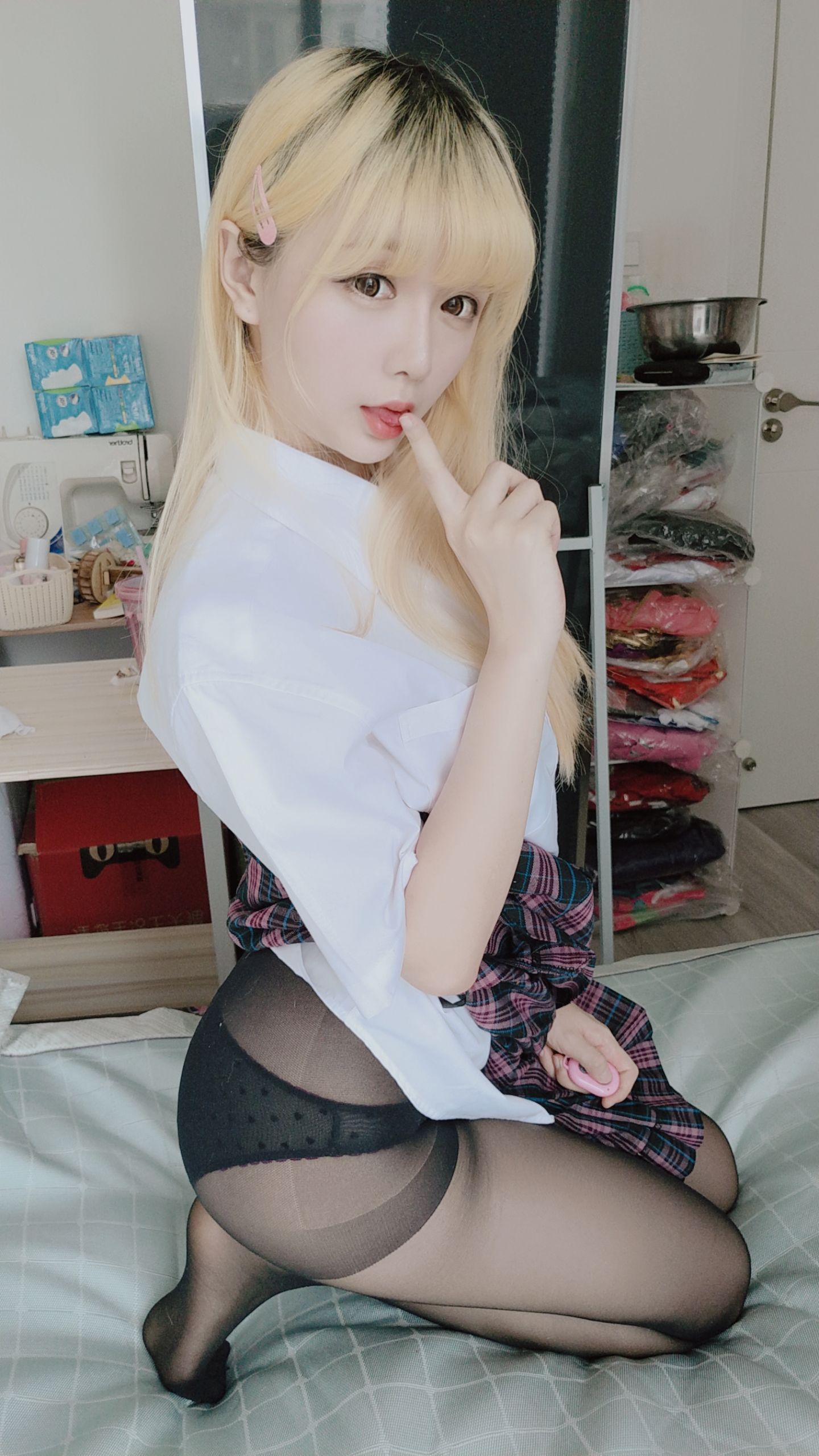Coser小姐姐星之迟迟 jk格子裙 Cosplay-第43张