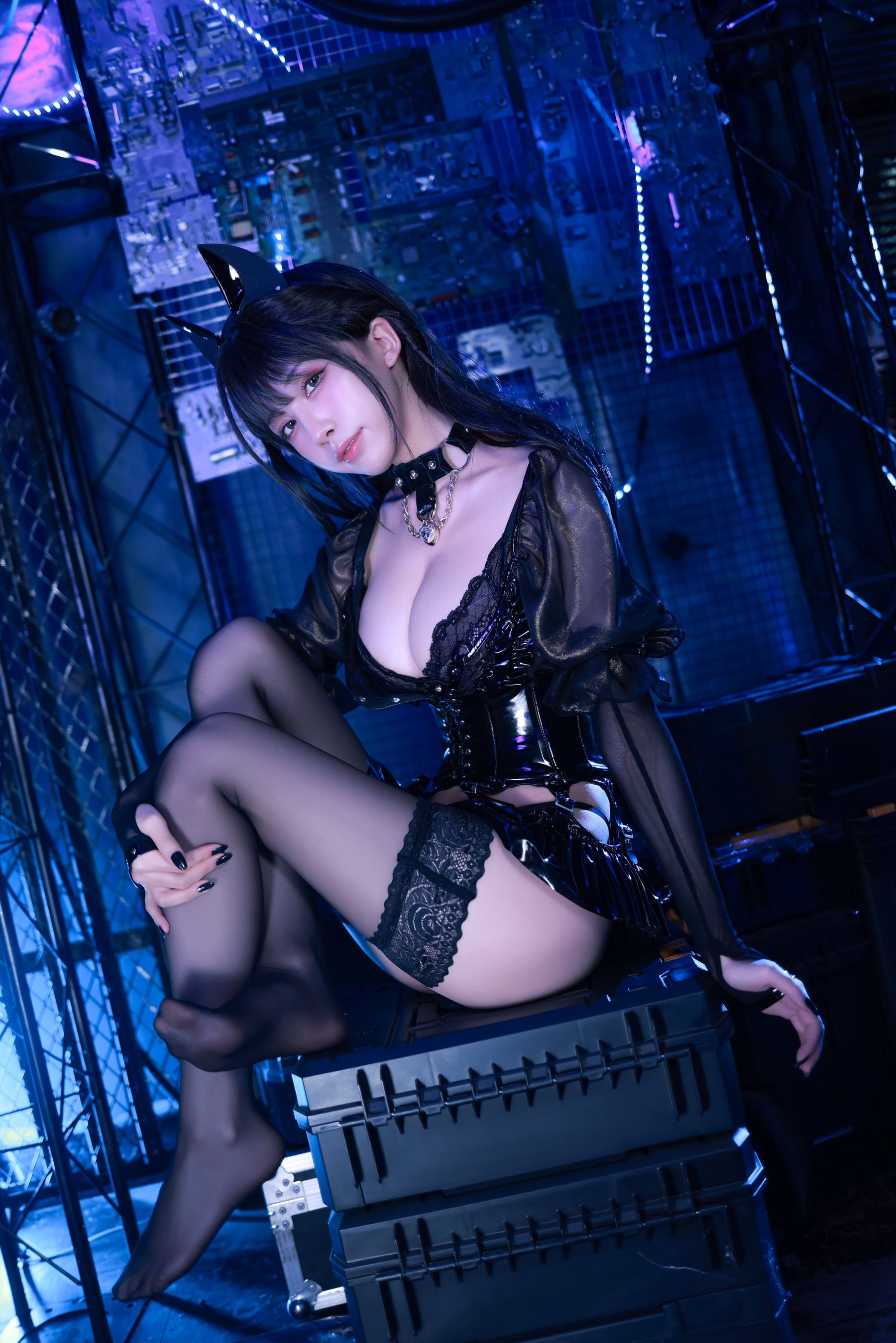 动漫博主水淼aqua – 猫咪女郎-黑色猫猫 Cosplay-第40张