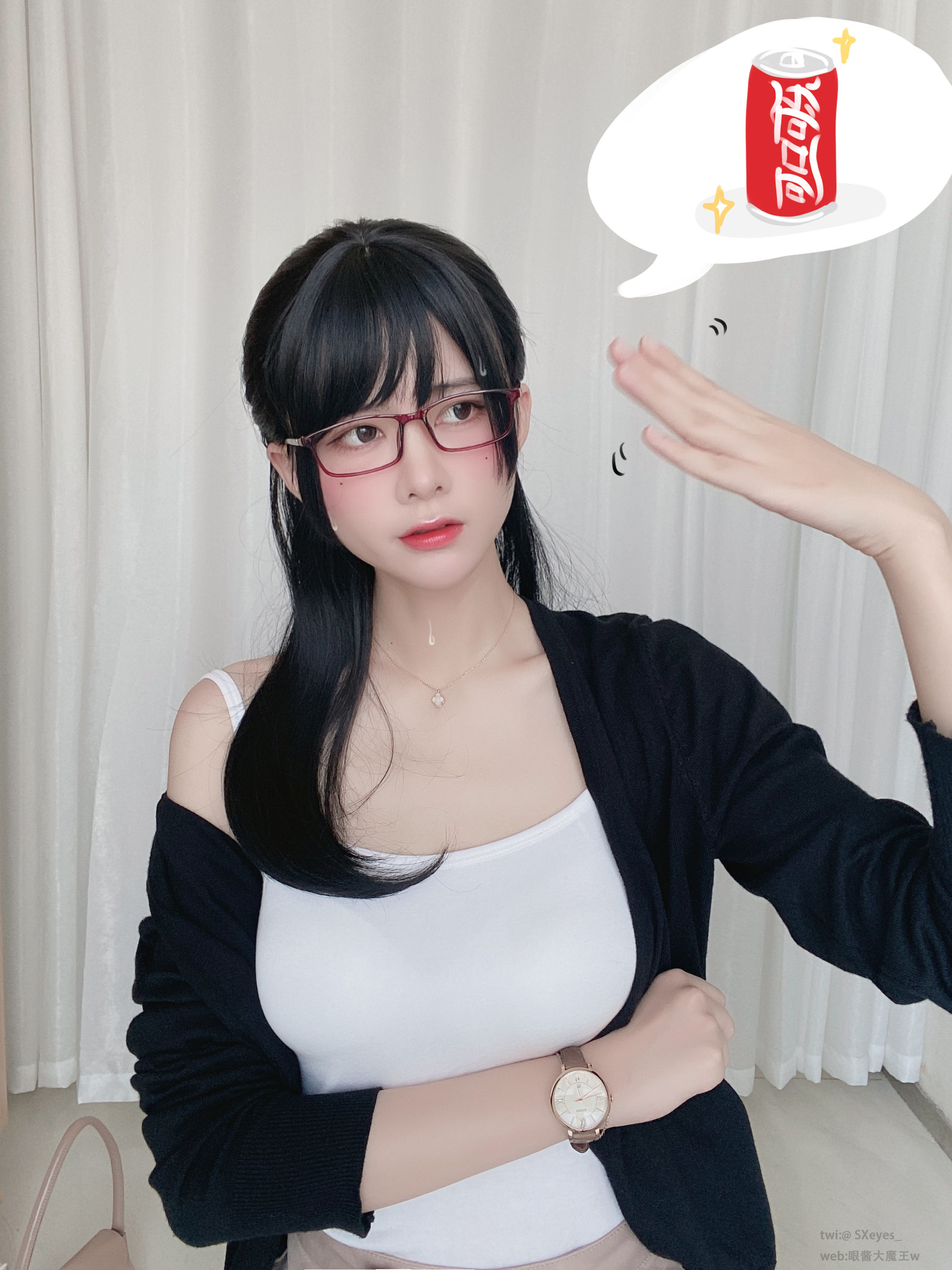 萌妹子眼酱大魔王w 爱喝可乐的OL Cosplay-第4张