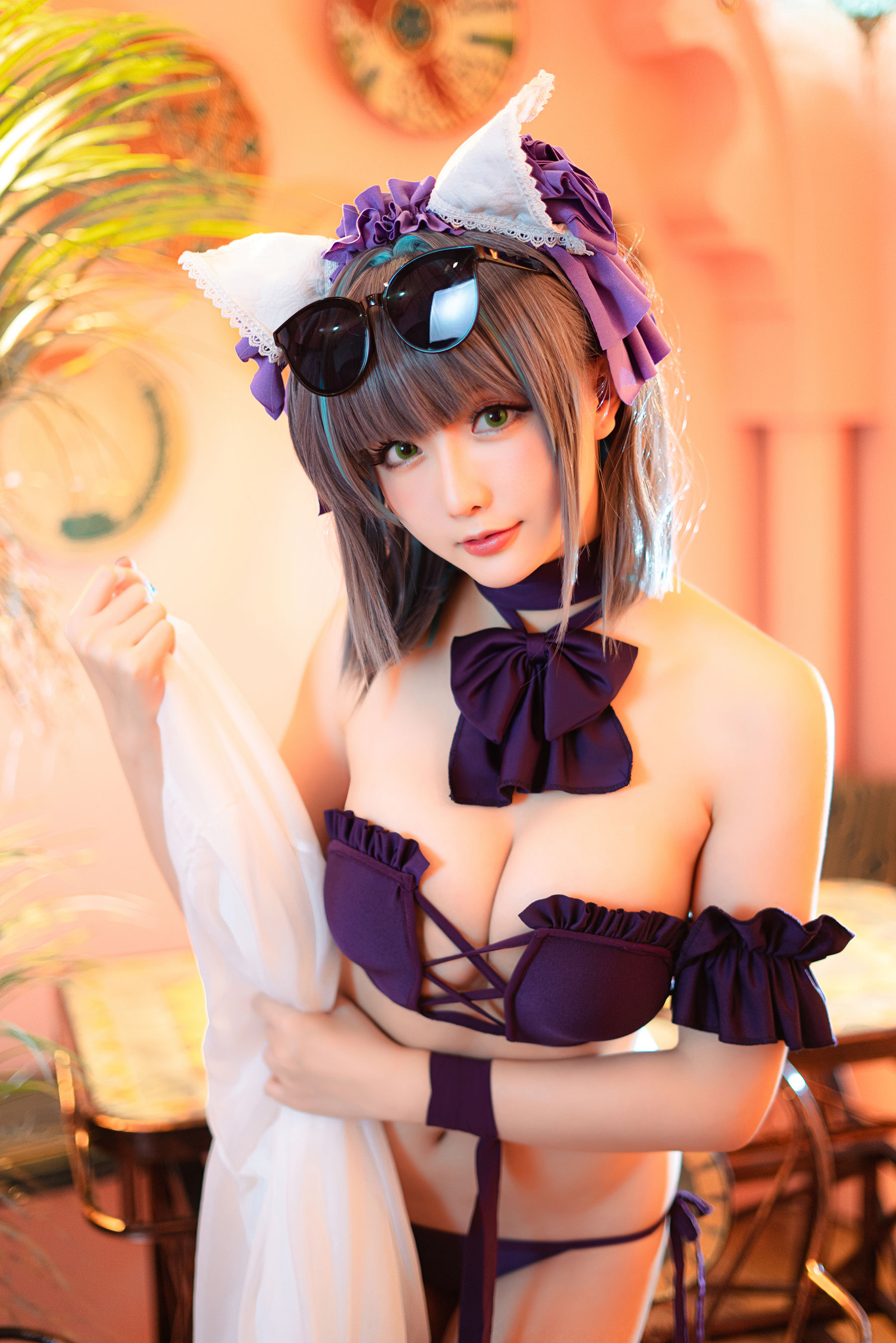 Coser小姐姐星之迟迟 – R-Maid《柴郡泳装》 Cosplay-第1张