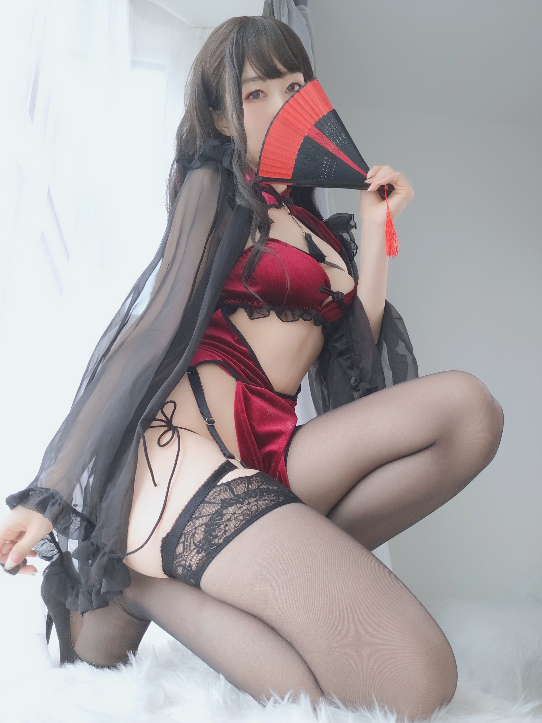 Coser小姐姐白银 – 红丝绒旗袍 Cosplay-第97张
