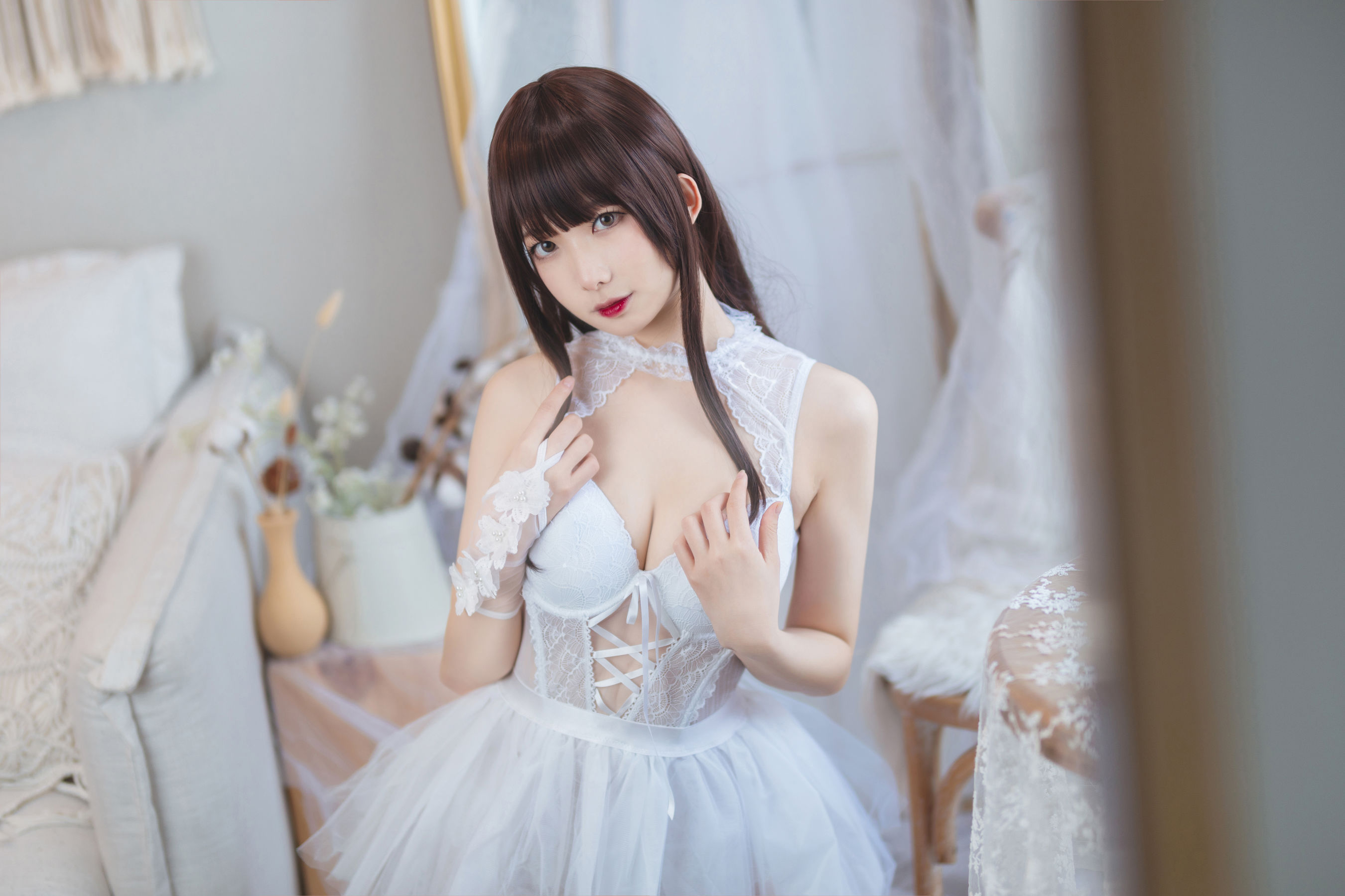 动漫博主封疆疆v – 白色纱裙 Cosplay-第3张