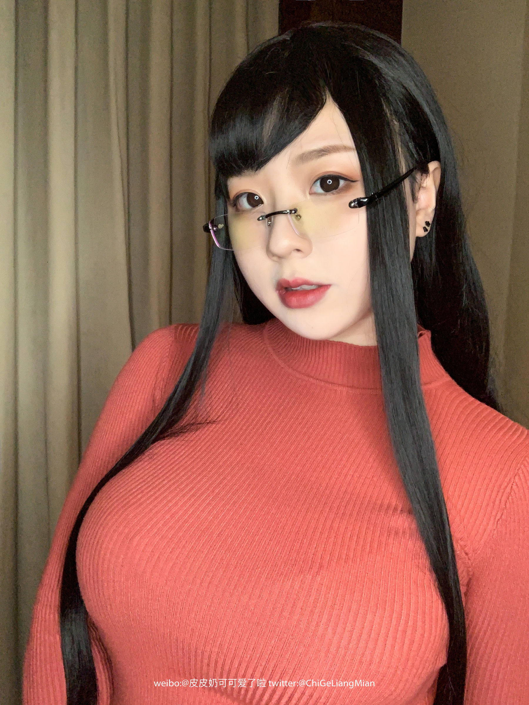 皮皮奶可可爱了啦 红色OL Cosplay-第58张