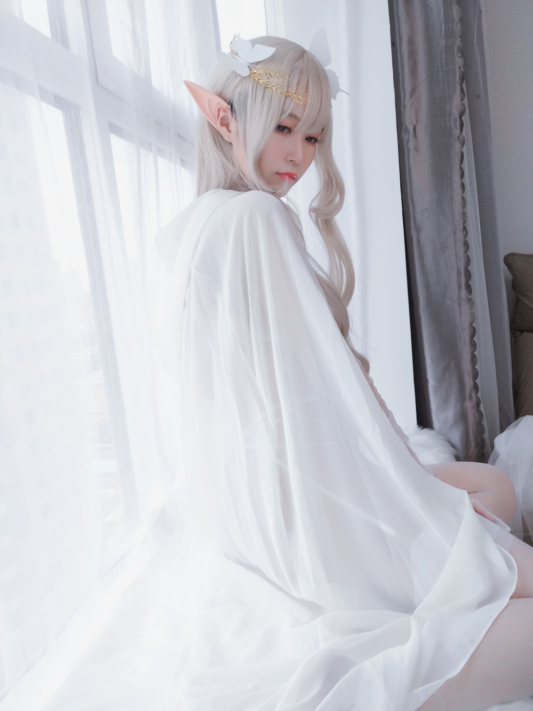 Coser小姐姐白银 纯白精灵 Cosplay-第28张