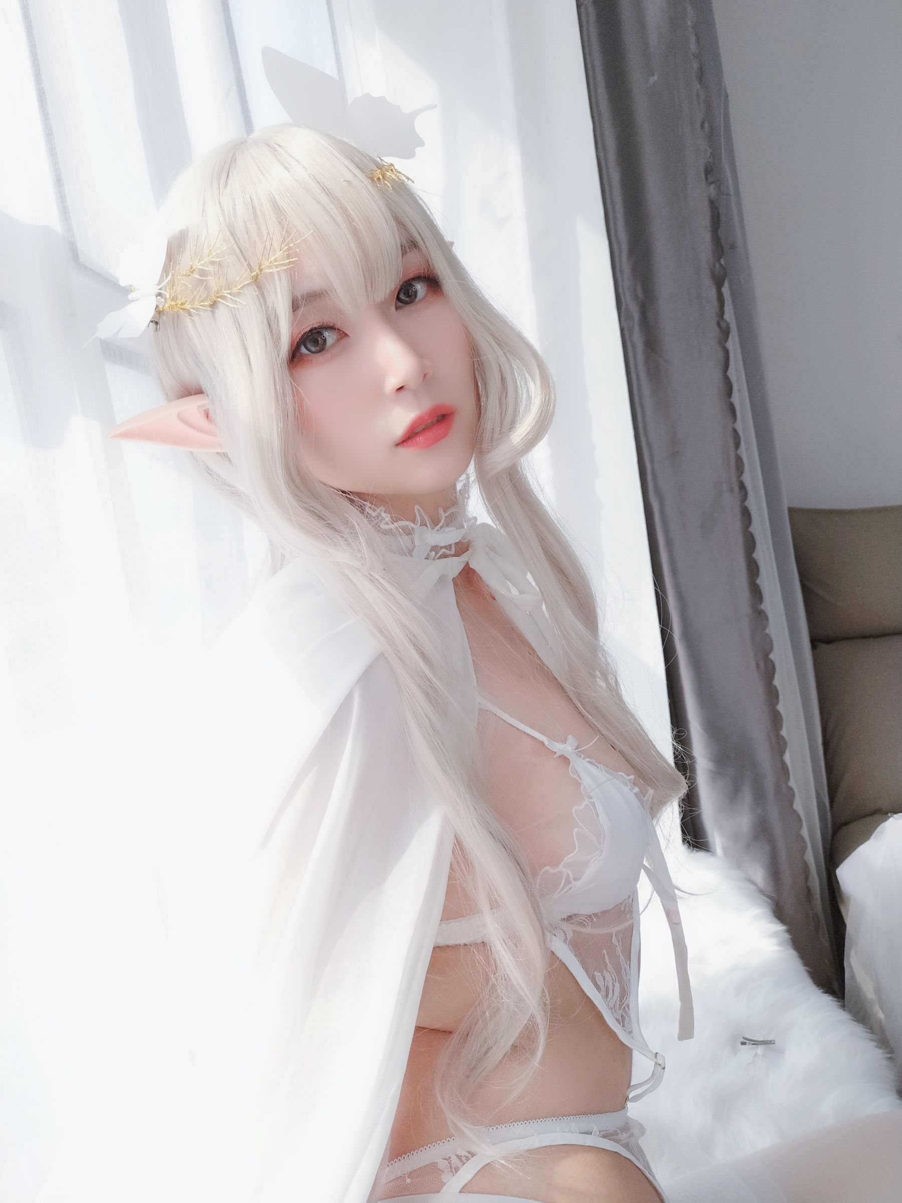 Coser小姐姐白银 纯白精灵 Cosplay-第29张