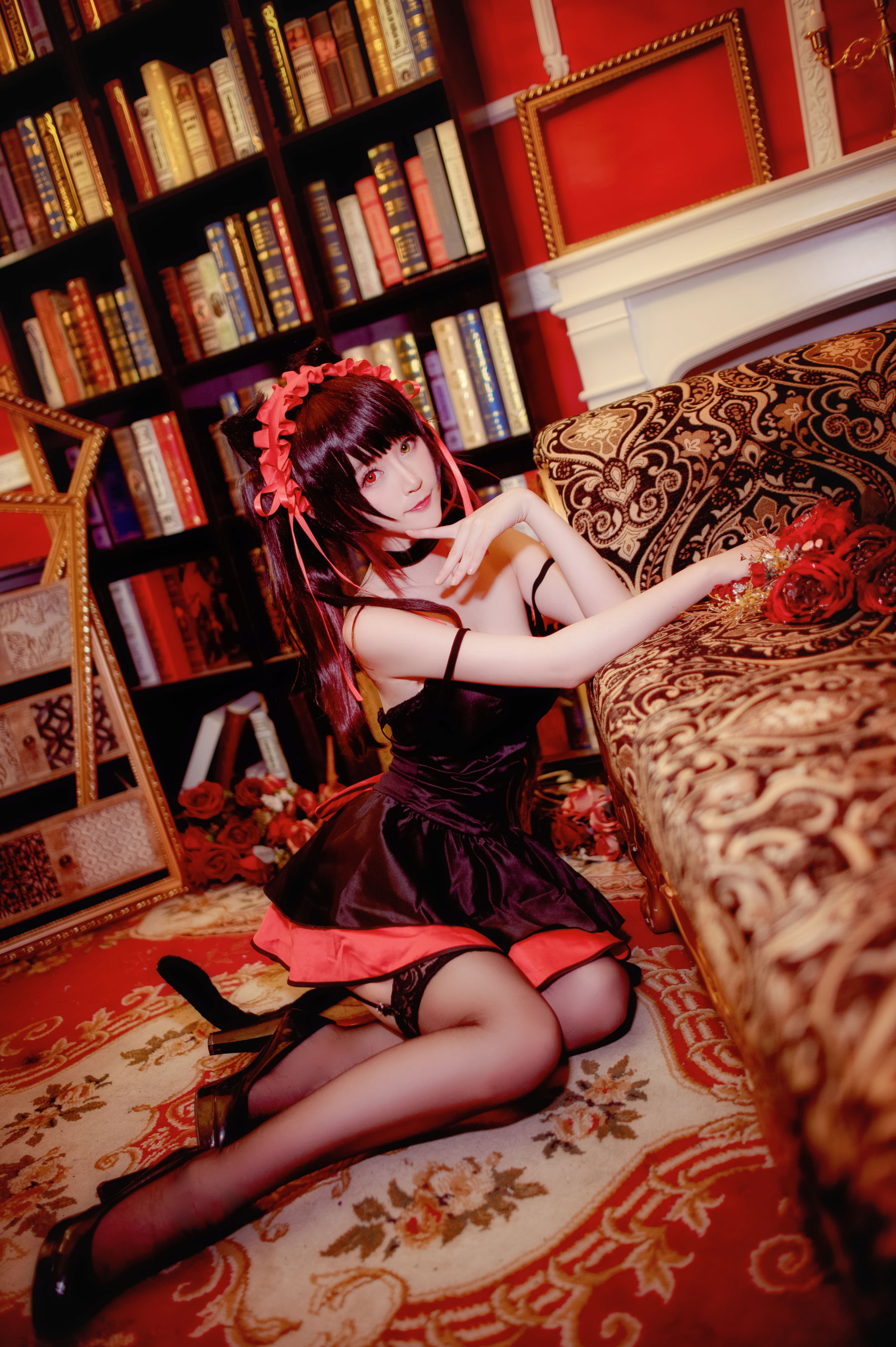 [Cosplay写真] 萌宠博主yui金鱼 – 时崎狂三 黑裙 Cosplay-第1张