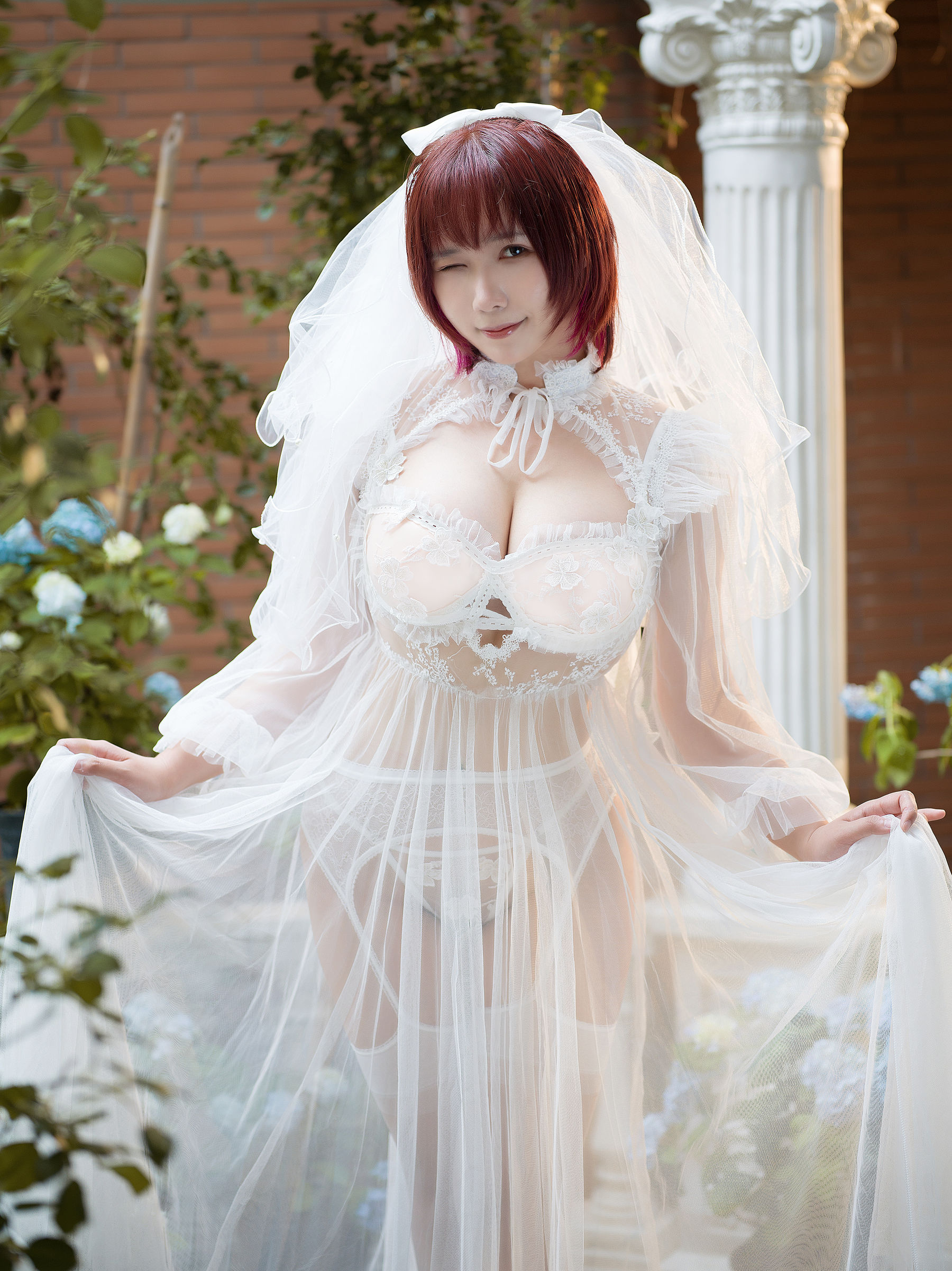 麻花麻花酱 – 黑白婚纱 Cosplay-第19张