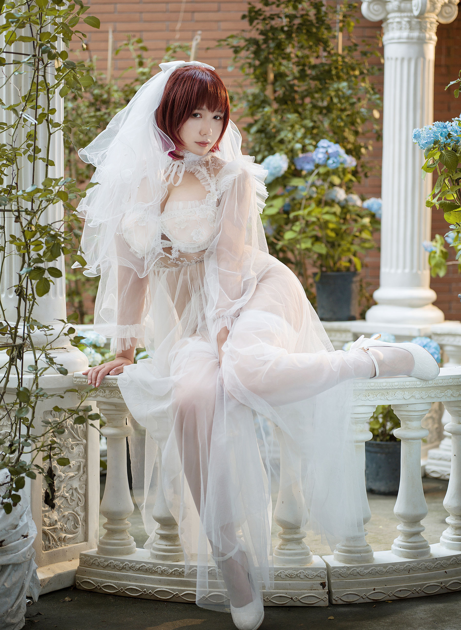 麻花麻花酱 – 黑白婚纱 Cosplay-第24张