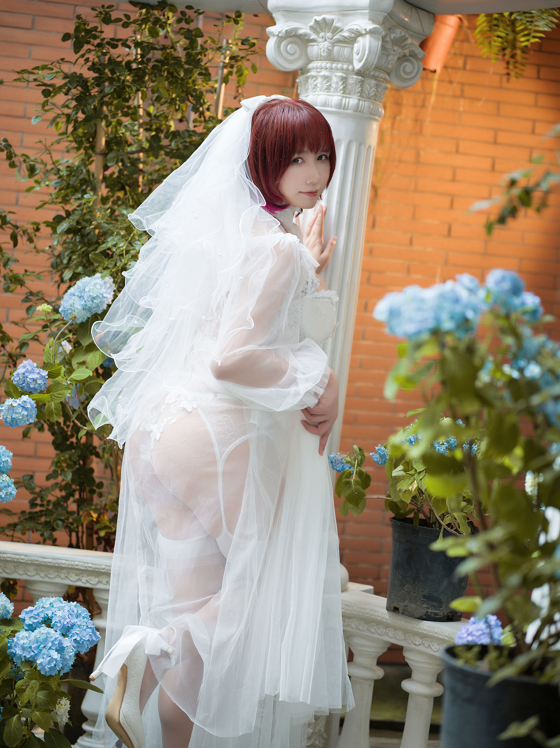 麻花麻花酱 – 黑白婚纱 Cosplay-第30张