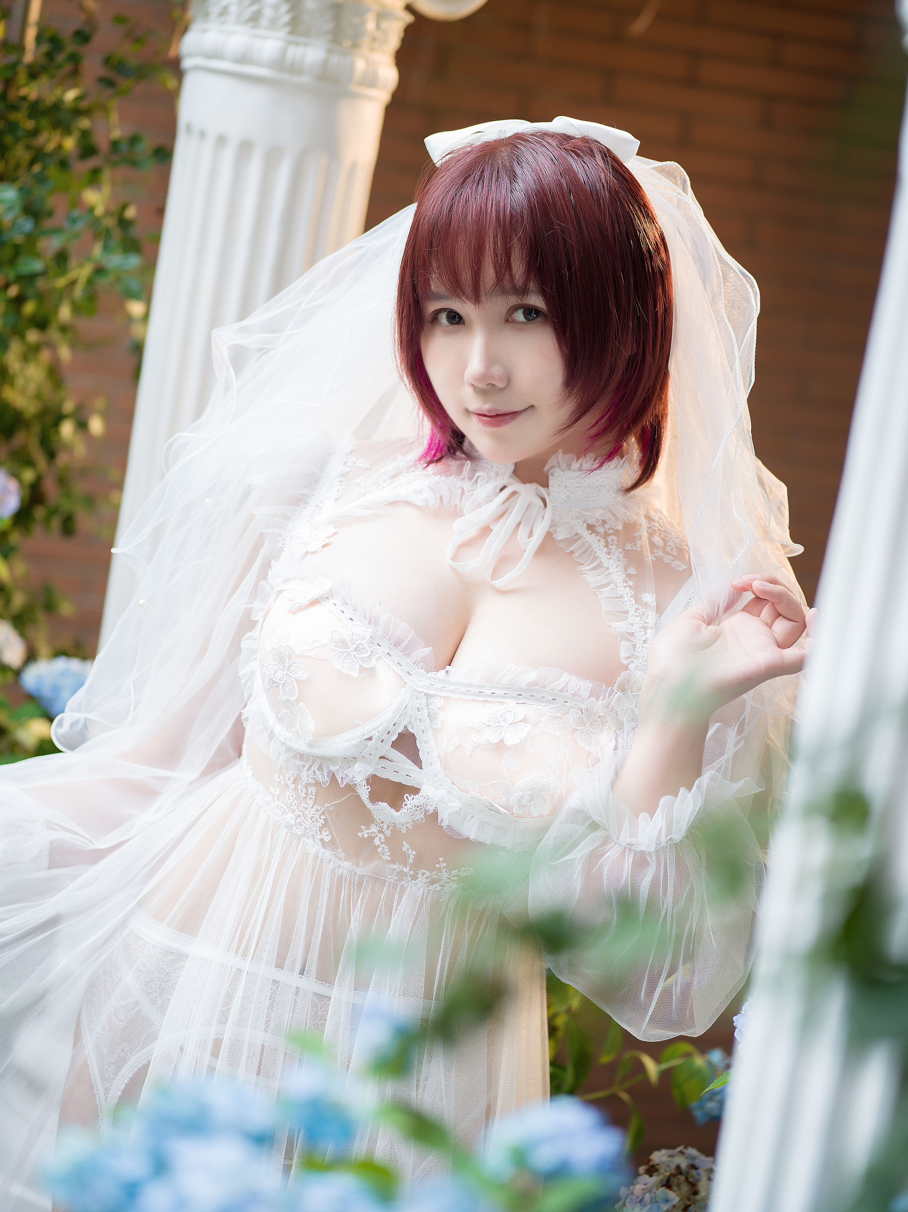麻花麻花酱 – 黑白婚纱 Cosplay-第35张