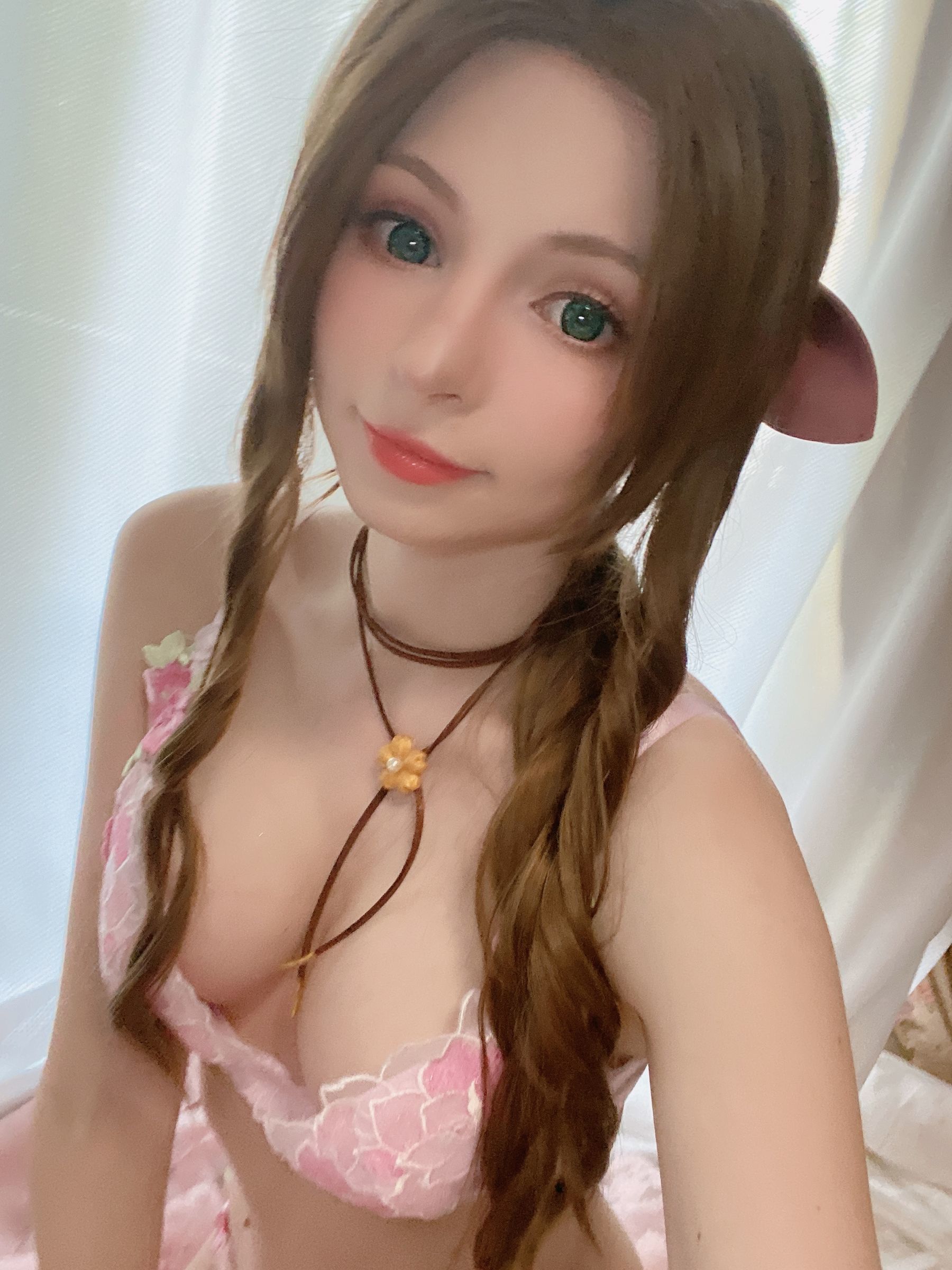 Peach milky – Aerith Lingerie Cosplay-第15张