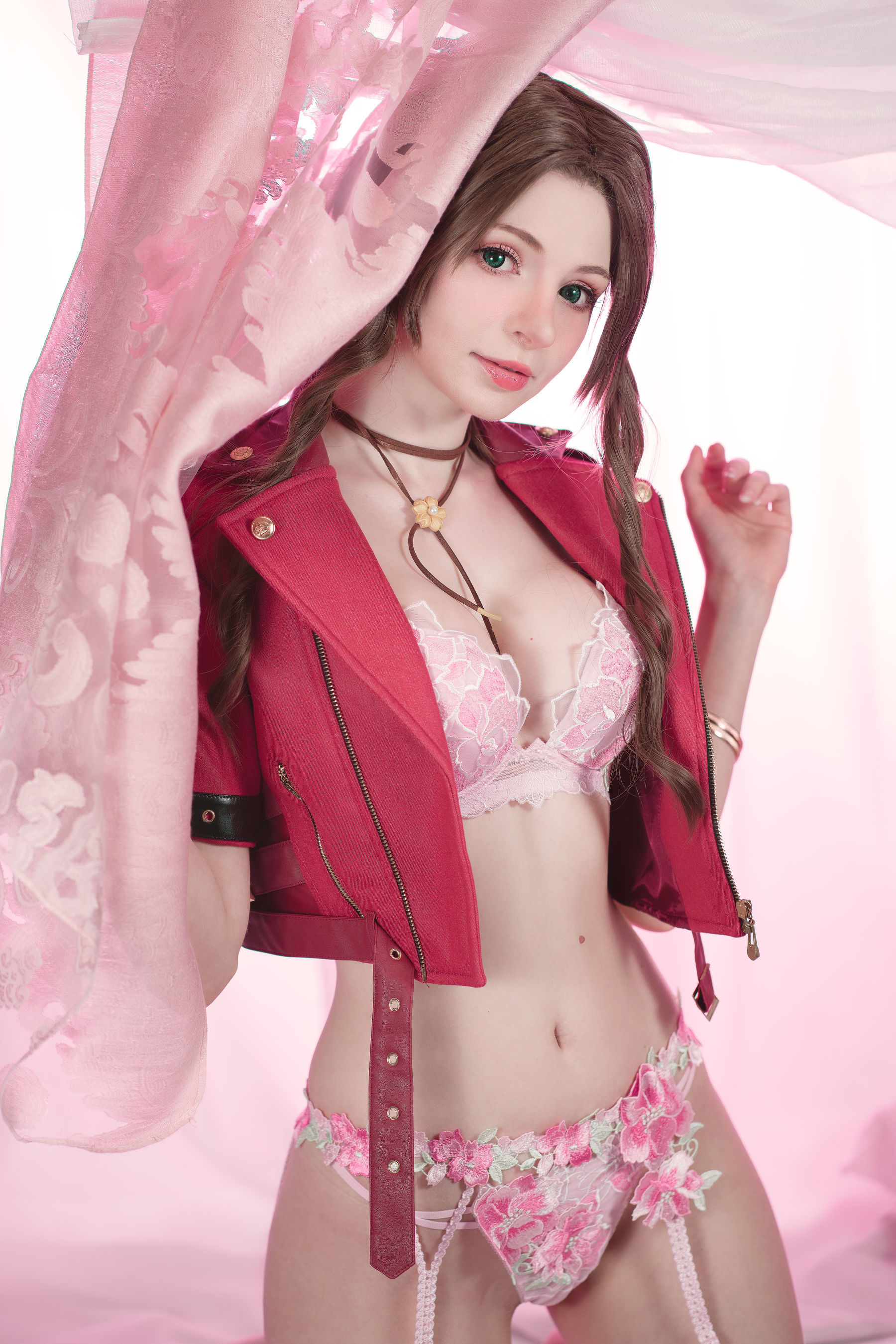 Peach milky – Aerith Lingerie Cosplay-第17张