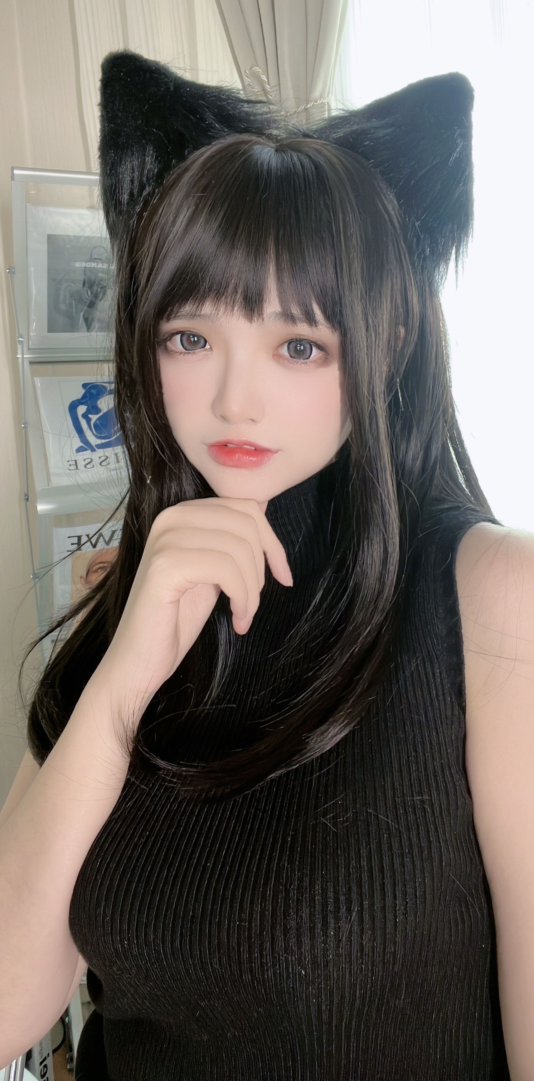 疯猫ss – 黑毛衣少女 Cosplay-第34张