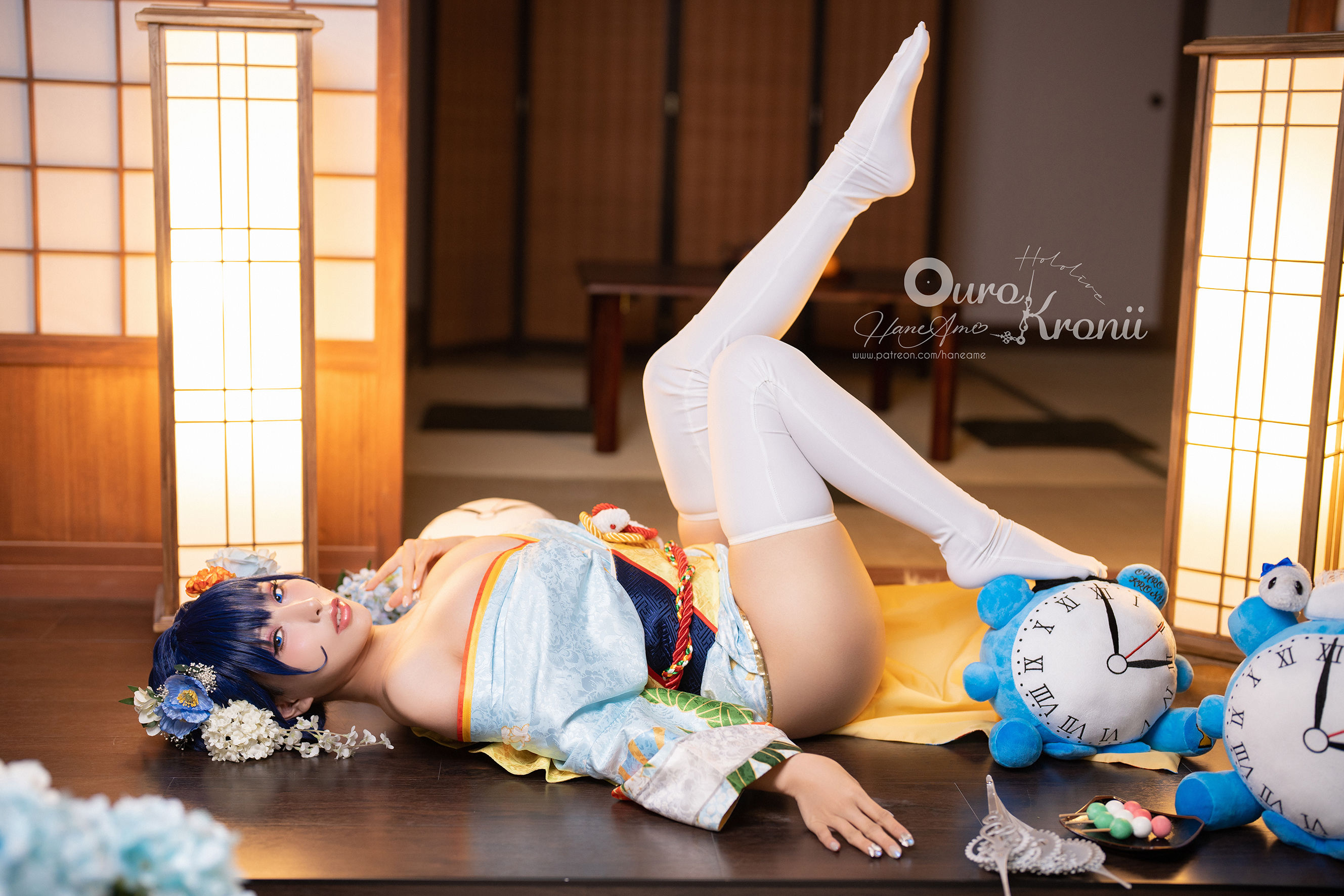 Hane Ame 雨波 – Hololive Kronii 時間 Kimono Cosplay-第1张