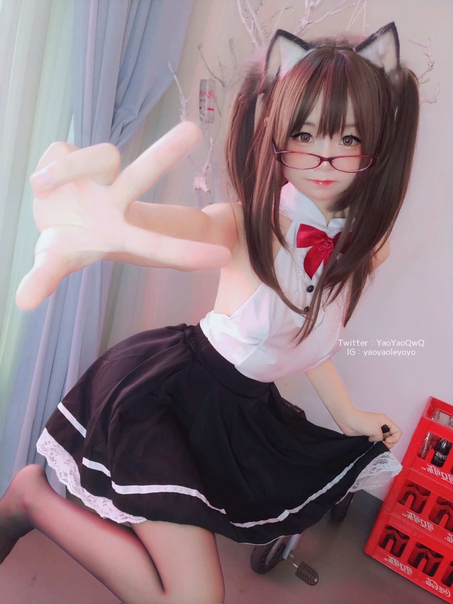 萌妹子Coser摇摇乐yoyo – 黑色紧身衣 Cosplay-第1张