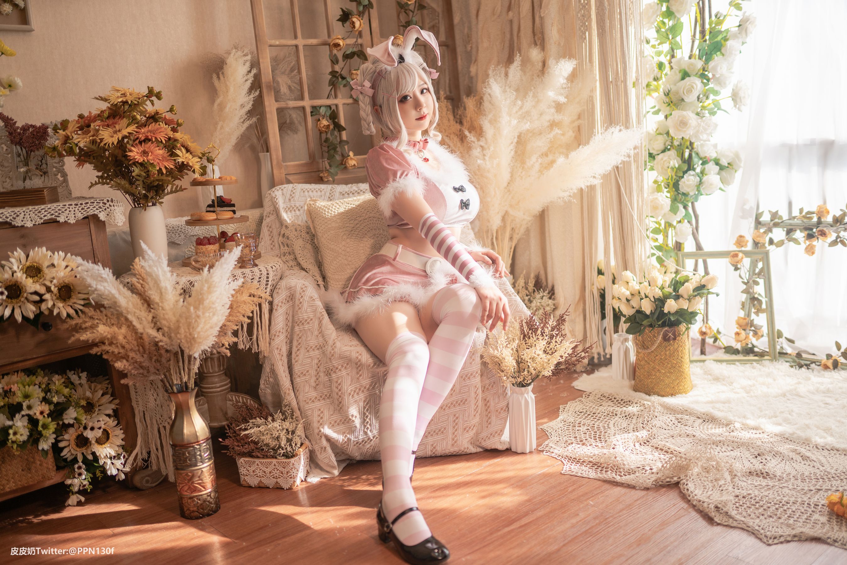 皮皮奶可可爱了啦 – 粉色兔兔 Cosplay-第23张