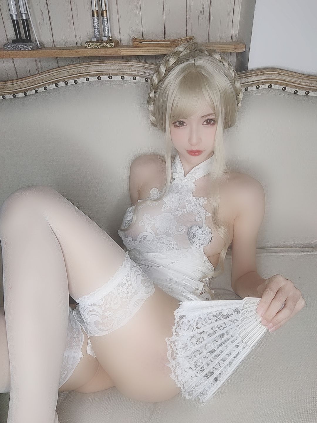 尤物清水由乃 – 金发旗袍 Cosplay-第20张