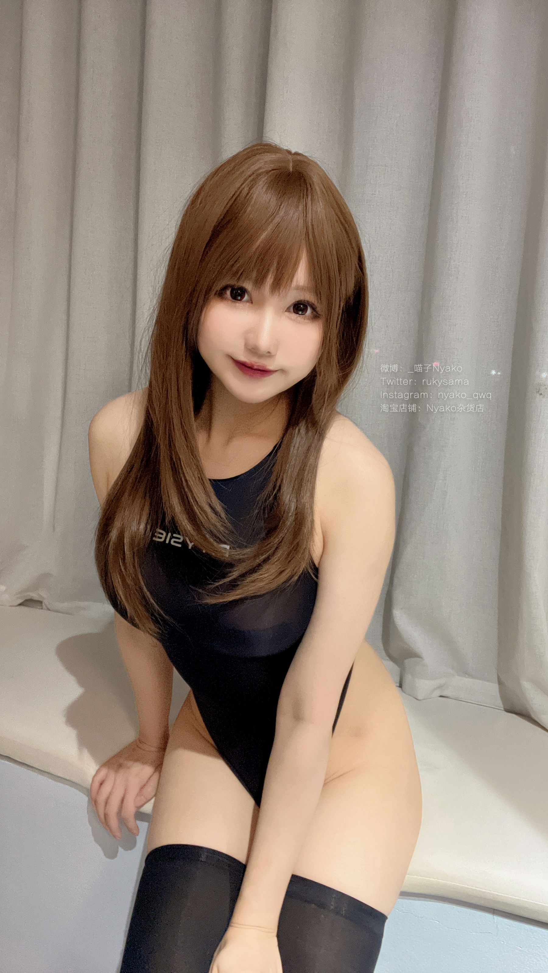萌妹子Nyako喵子 – 黑色透明竞泳 Cosplay-第86张