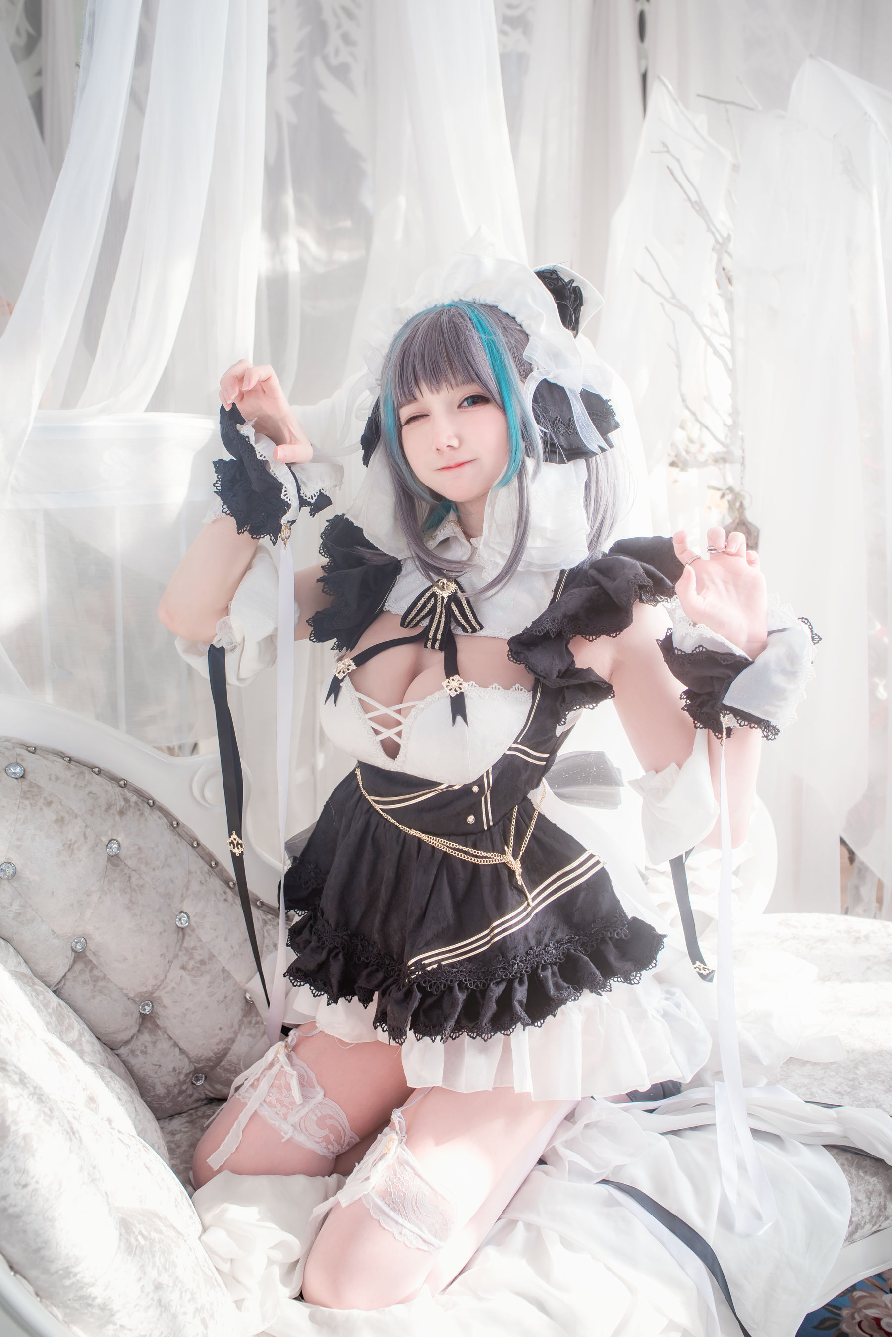 COS妹子仙九Airi – 柴郡女仆 Cosplay-第1张