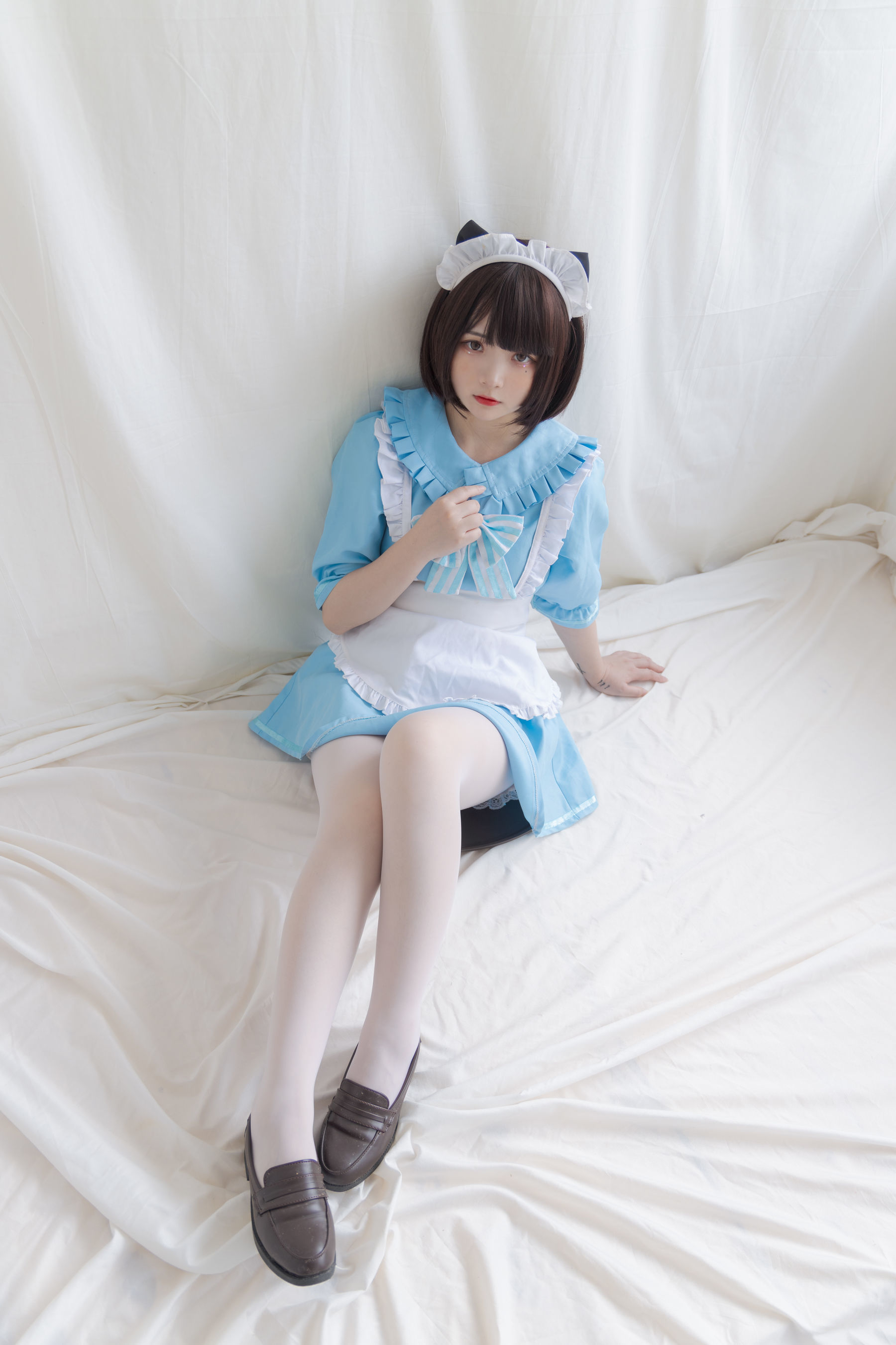 二次元美女古川kagura – 蓝色小猫女仆 Cosplay-第1张