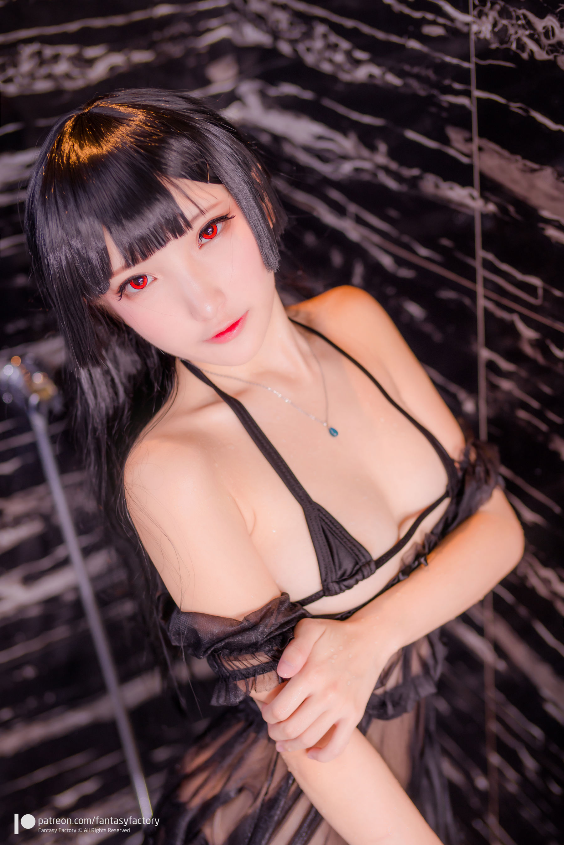 [Cosplay写真] 小丁 《Fantasy Factory》 – 2019.11 黑白 薄纱 网袜 Cosplay-第19张