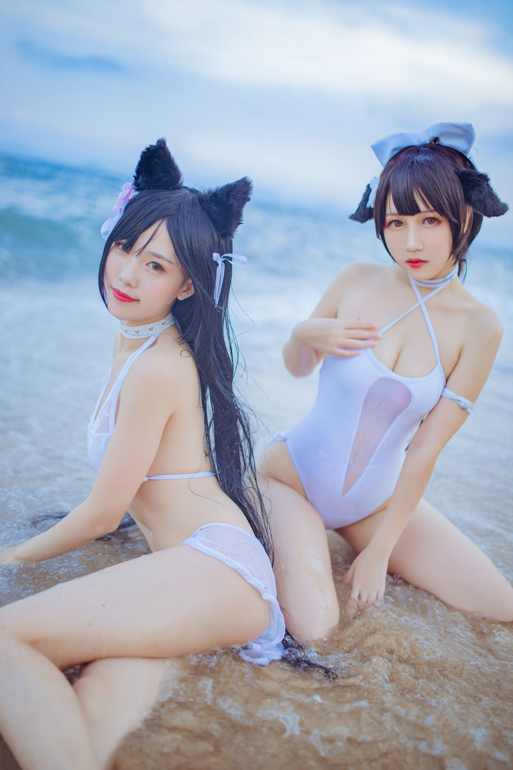 抖娘-利世×不呆猫 獒犬海边泳装 Cosplay-第25张