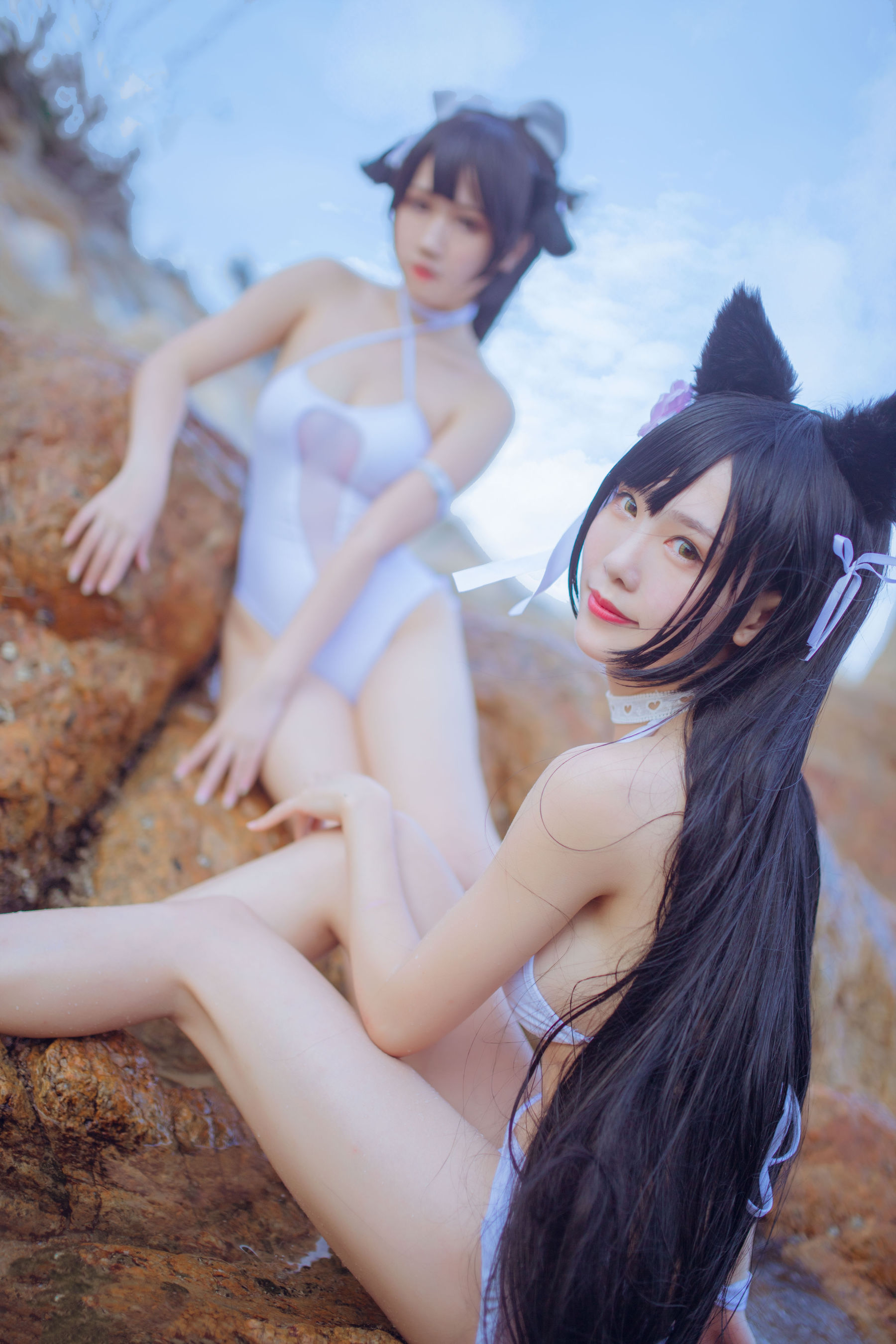抖娘-利世×不呆猫 獒犬海边泳装 Cosplay-第27张