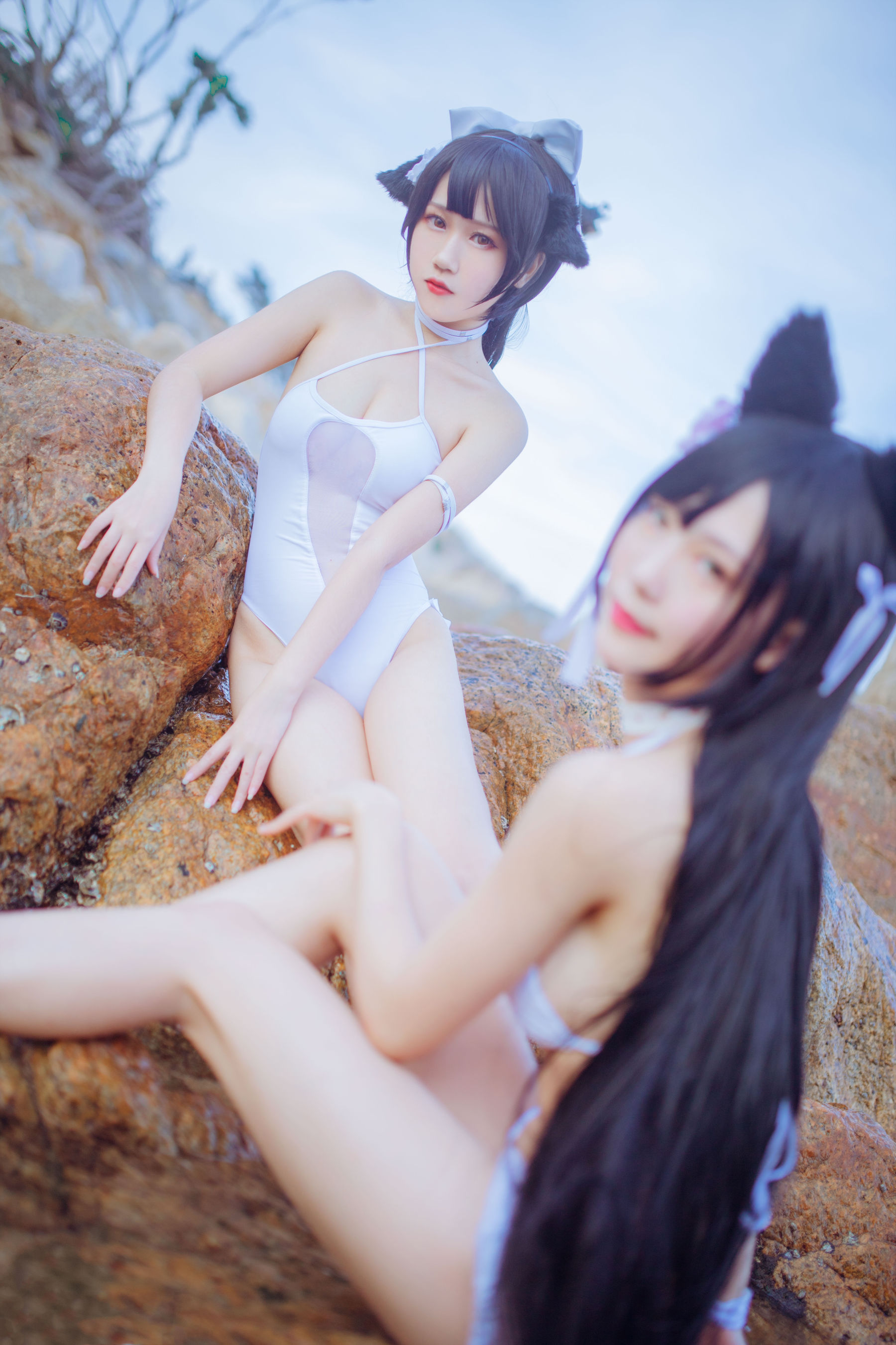 抖娘-利世×不呆猫 獒犬海边泳装 Cosplay-第28张