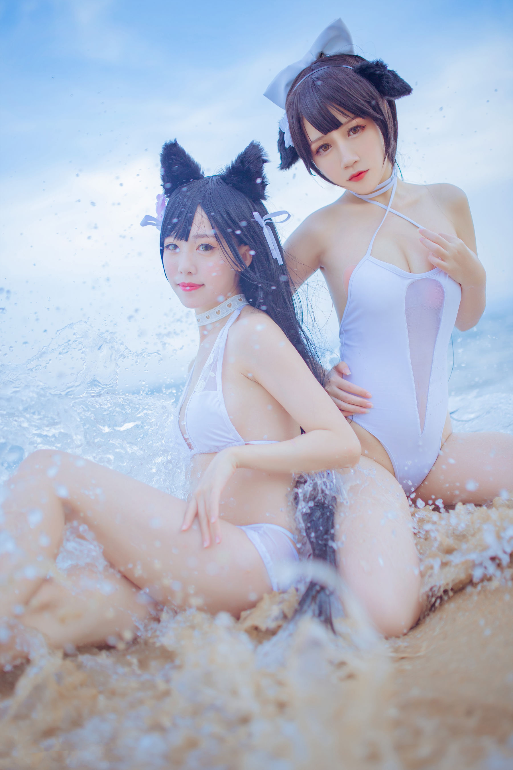 抖娘-利世×不呆猫 獒犬海边泳装 Cosplay-第29张