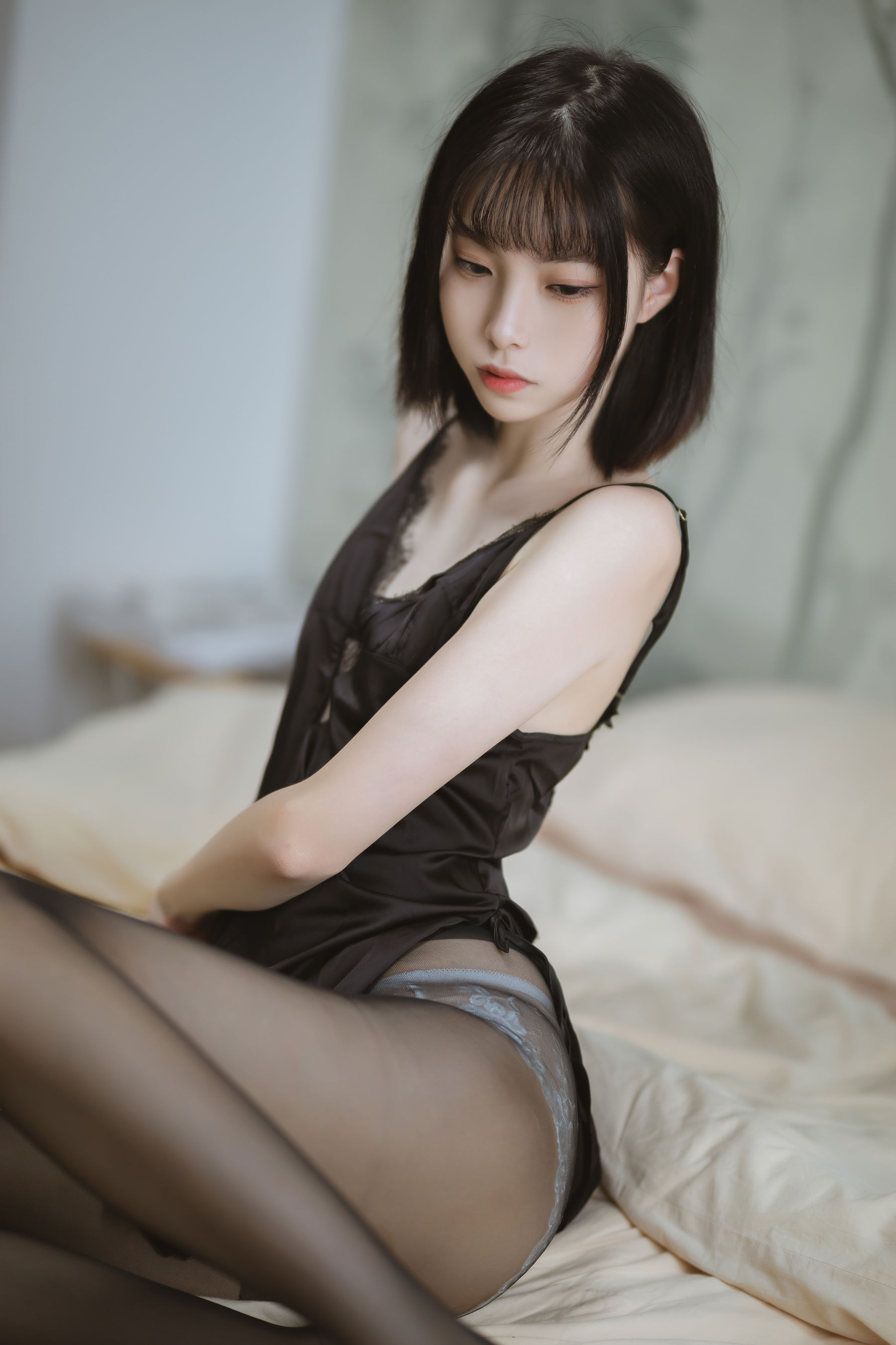 许岚 – 黑色蕾丝睡衣 Cosplay-第25张